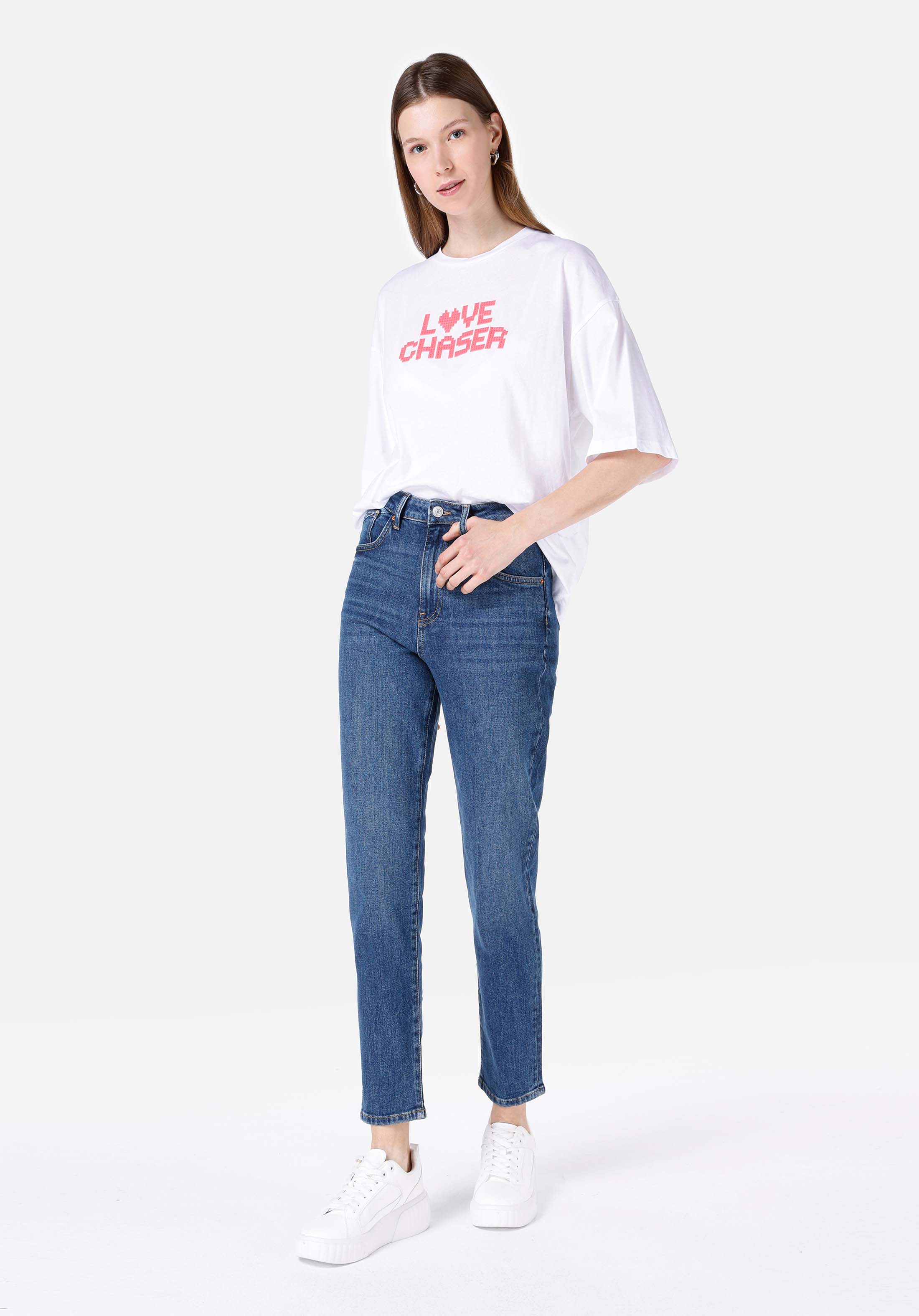 Показать информацию о Mom fit slim leg женские джинсы из денима