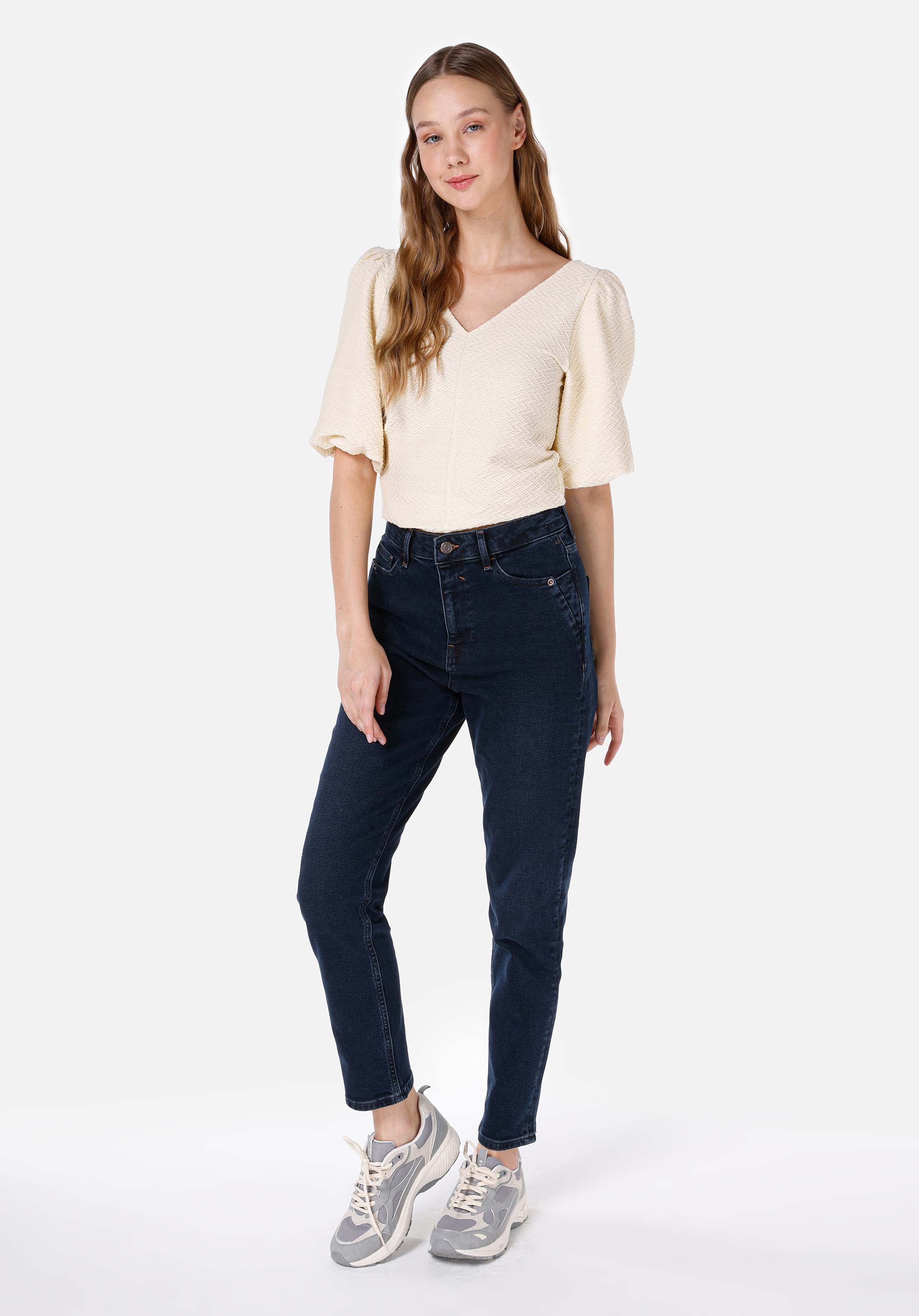 Показать информацию о Mom fit slim leg женские джинсы цвета темно-индиго