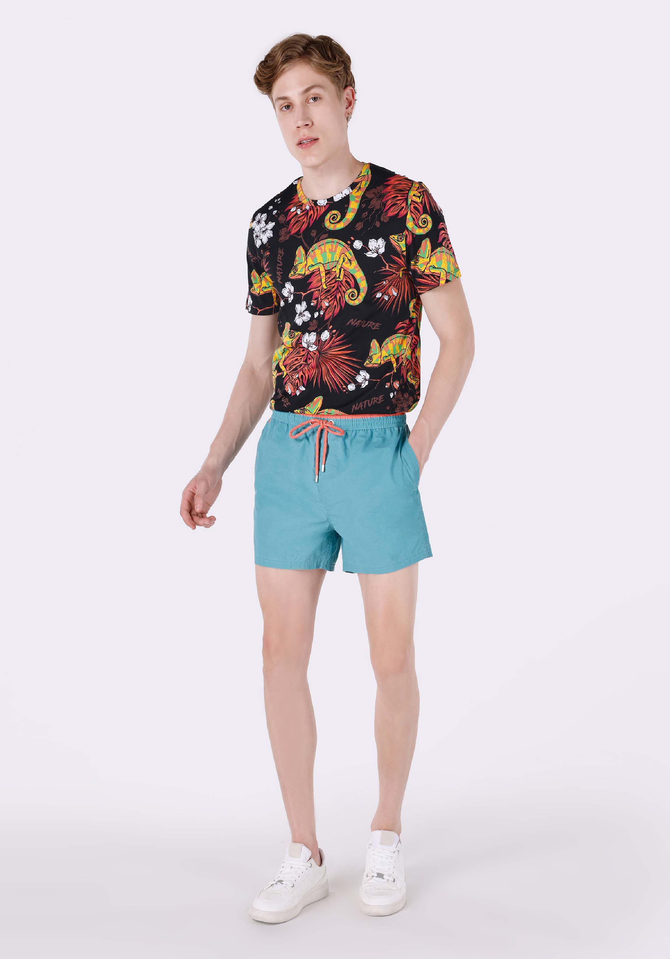 Показать информацию о Slim fit прямые мужские синие плавательные шорты