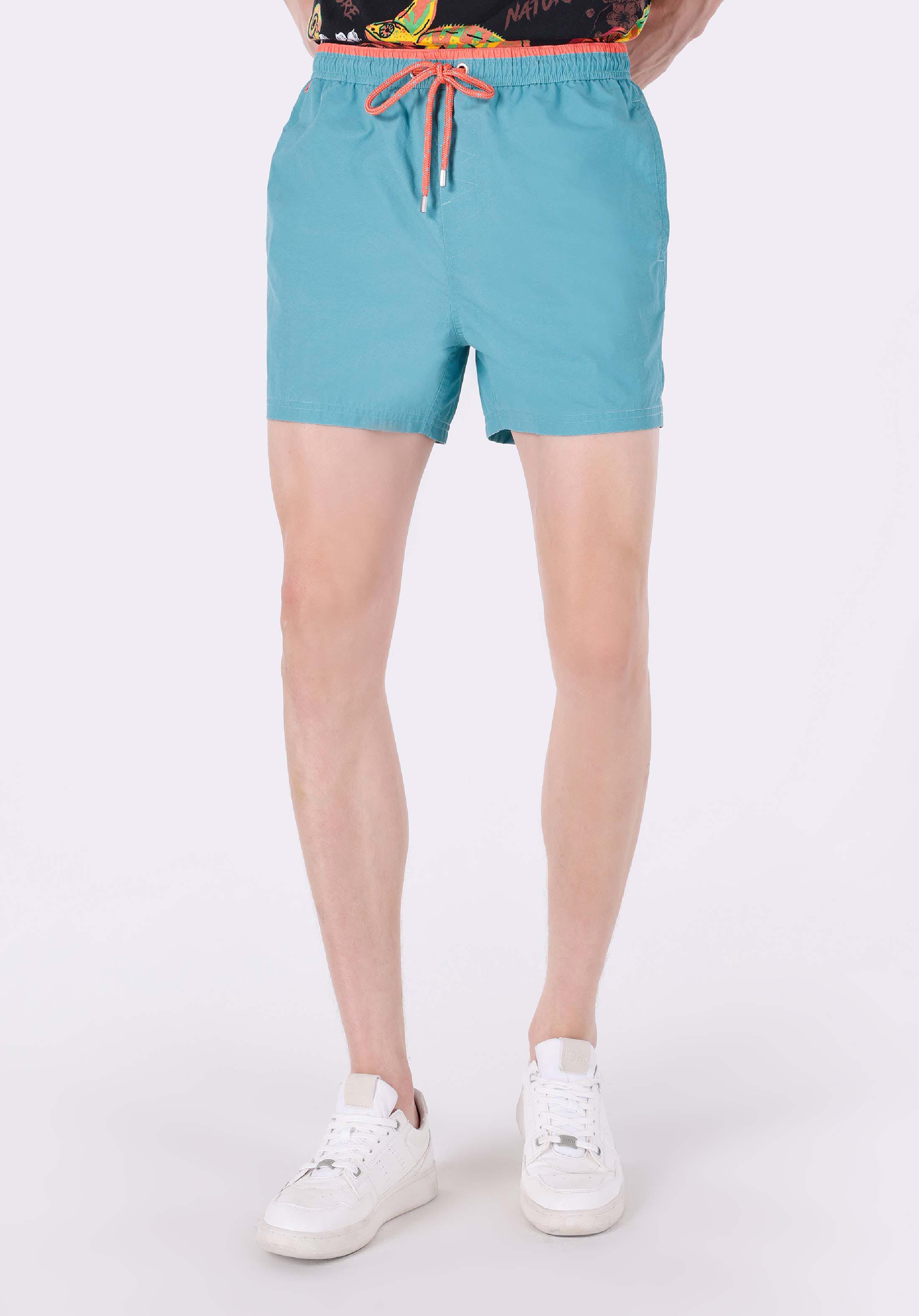 Показать информацию о Slim fit прямые мужские синие плавательные шорты