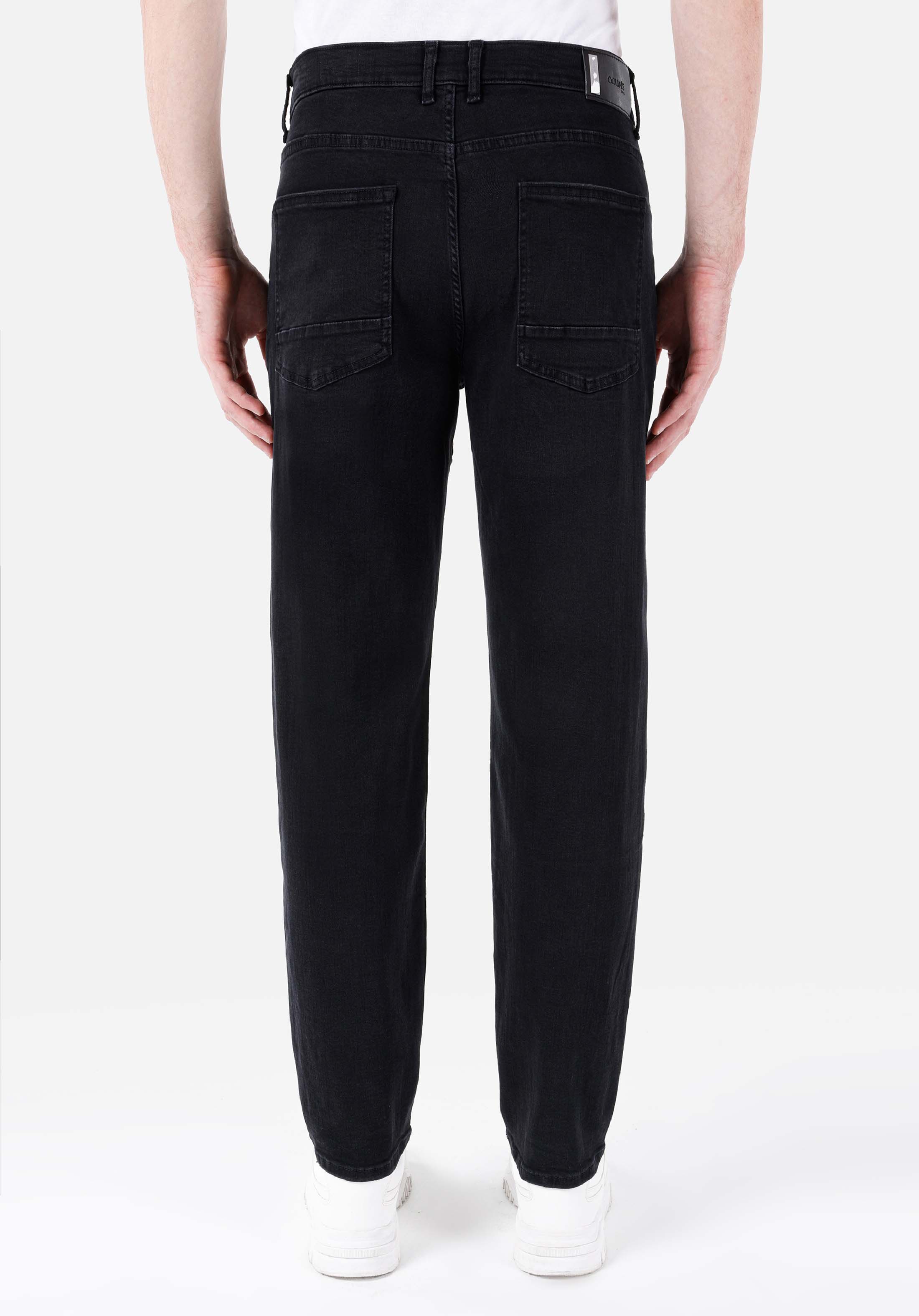 Показать информацию о Мужские черные джинсы loose straight fit, средняя посадка, прямой крой