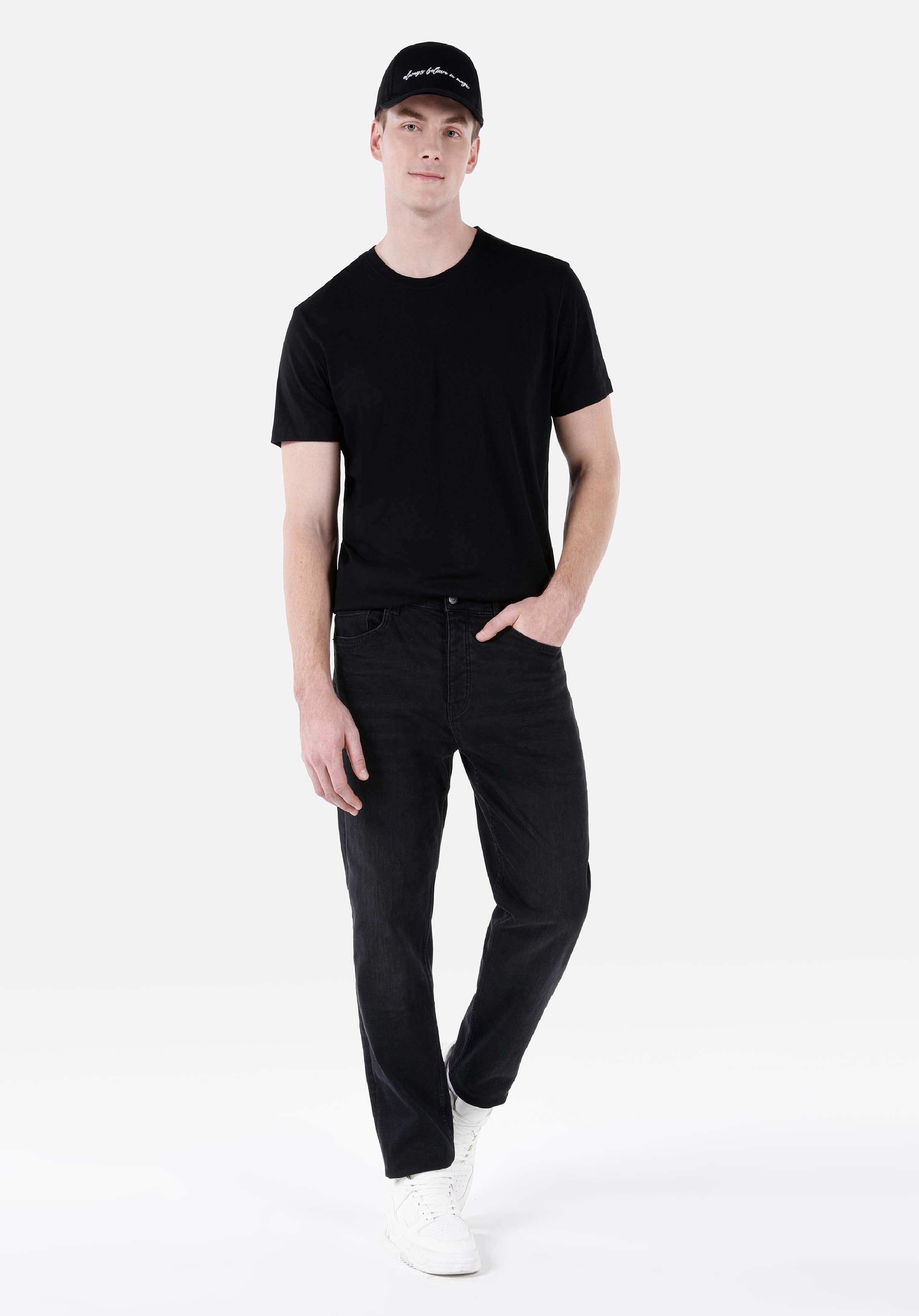 Показать информацию о Мужские черные джинсы loose straight fit, средняя посадка, прямой крой