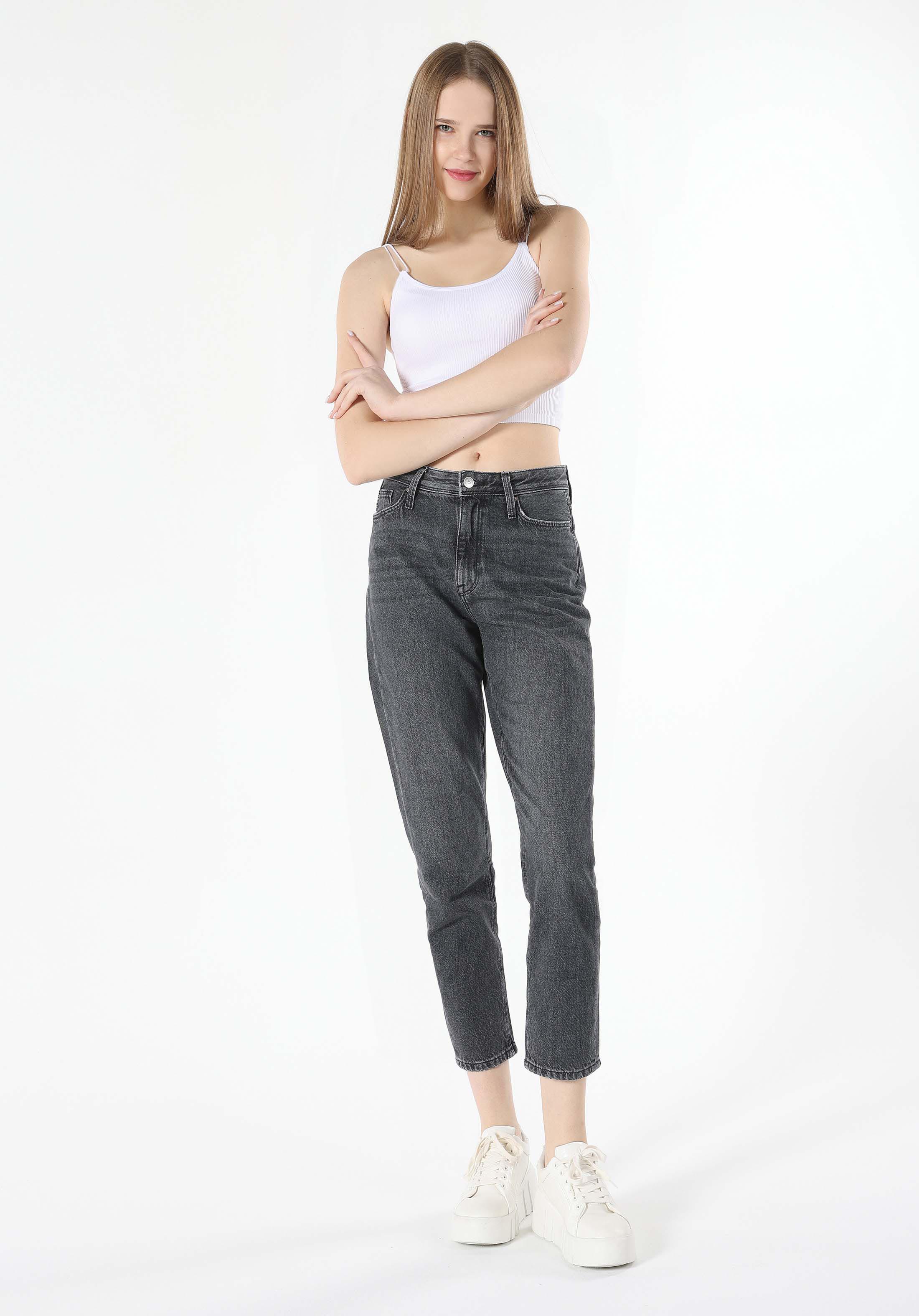 Показать информацию о Mom fit rise талия узкие женские черные джинсы