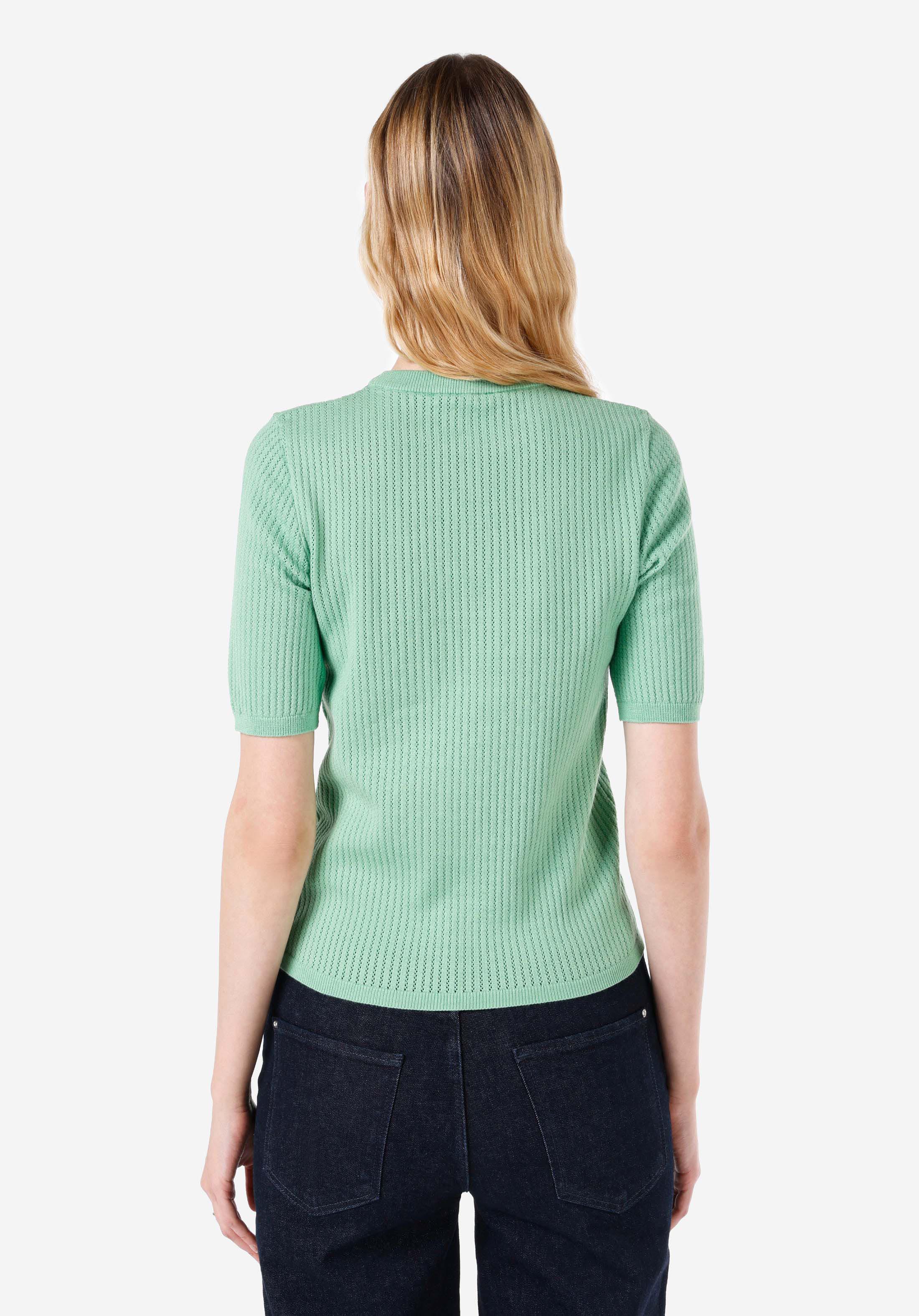 Показать информацию о Slim fit женский зеленый свитер с круглым вырезом и короткими рукавами