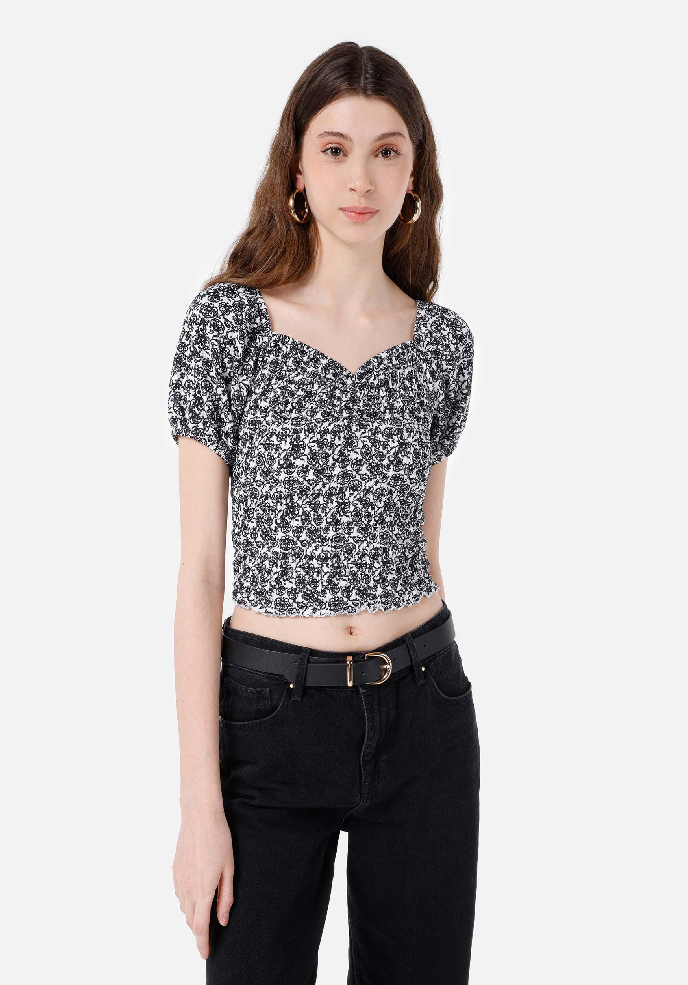 Показать информацию о Slim fit женская футболка с v-образным вырезом и черным арбузом