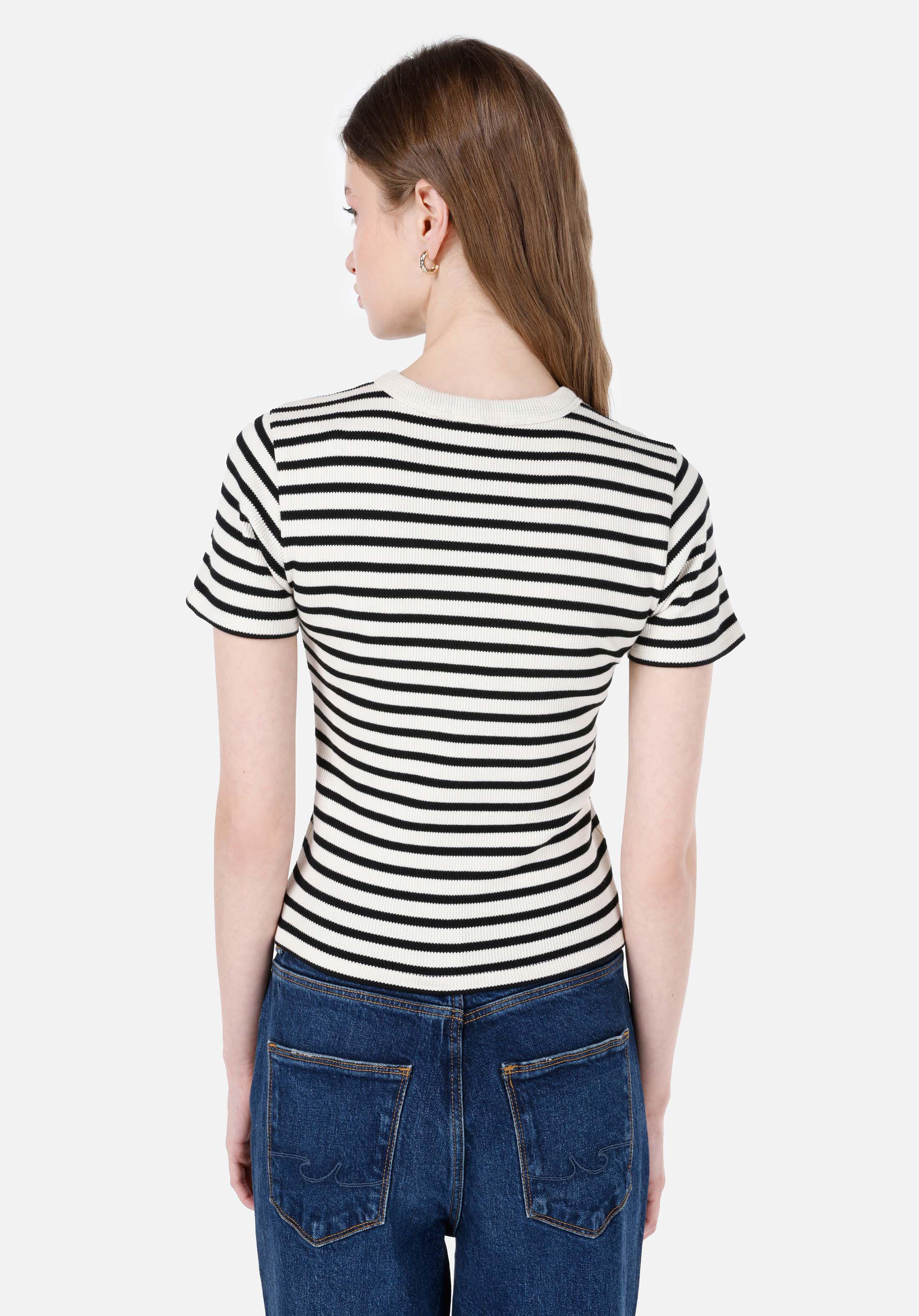 Показать информацию о Slim fit женская черная футболка с круглым вырезом и коротким рукавом