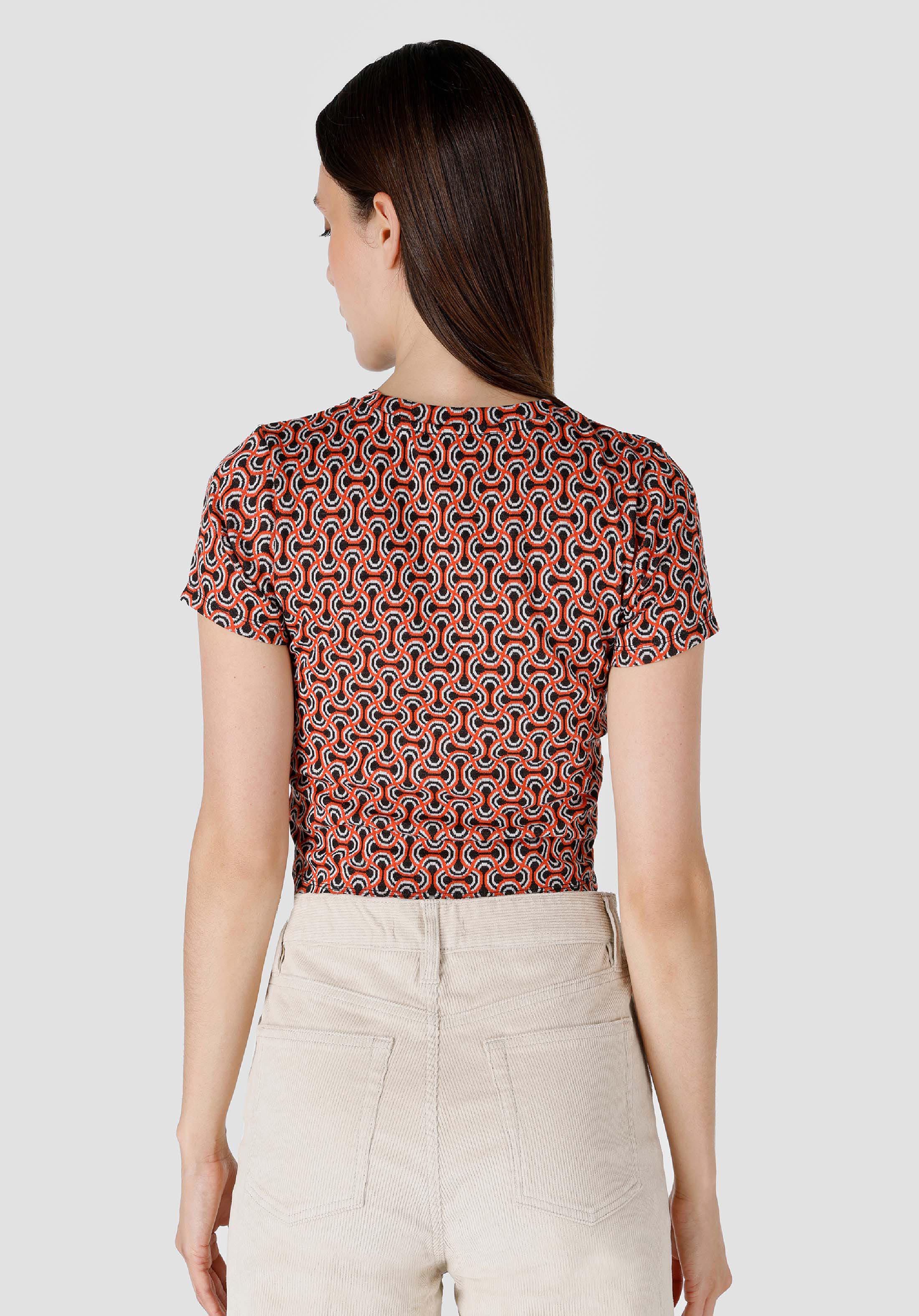 Показать информацию о Slim fit женская многоцветная футболка с коротким рукавом и круглым вырезом