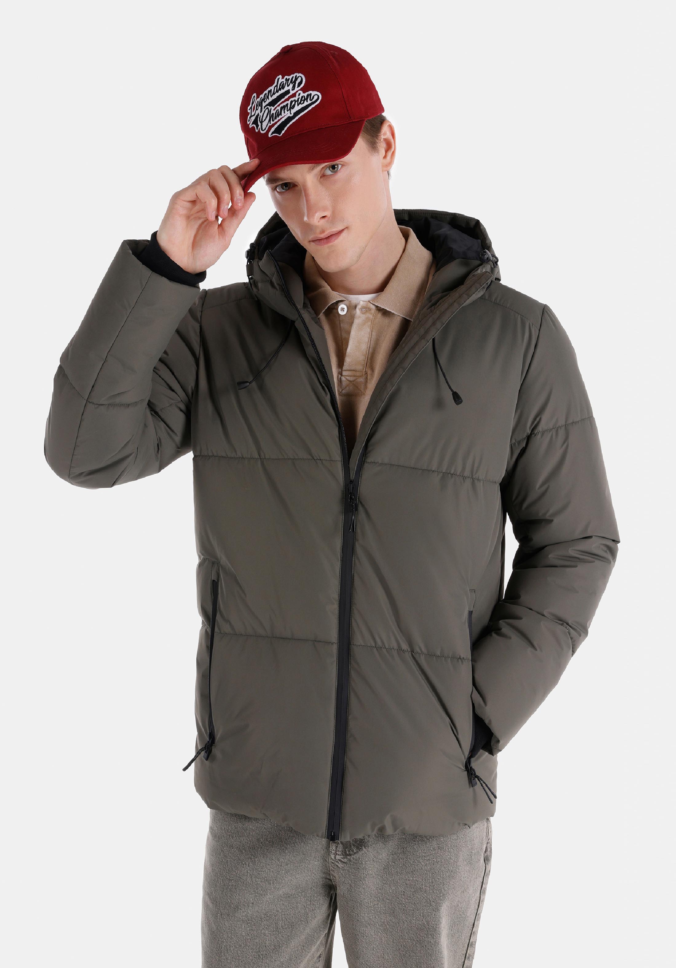 Показать информацию о Slim fit мужское зеленое пальто