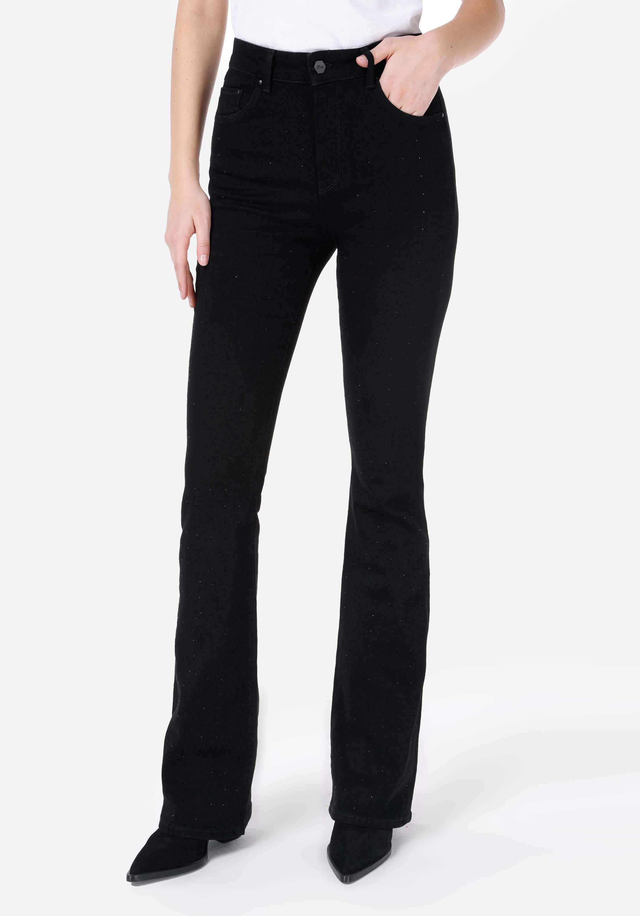 Показать информацию о Slim fit средний пояс женские черные джинсы