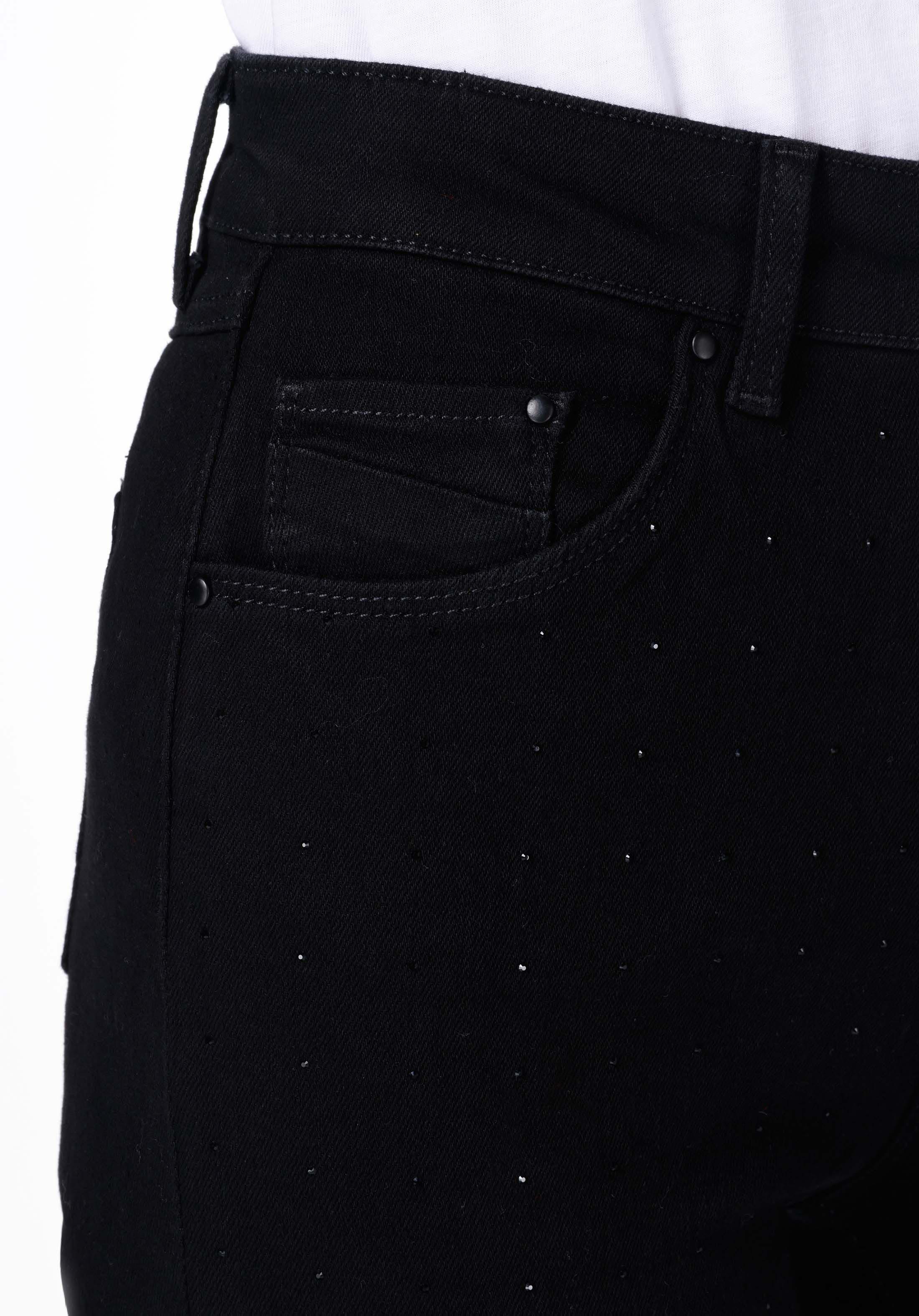Показать информацию о Slim fit средний пояс женские черные джинсы