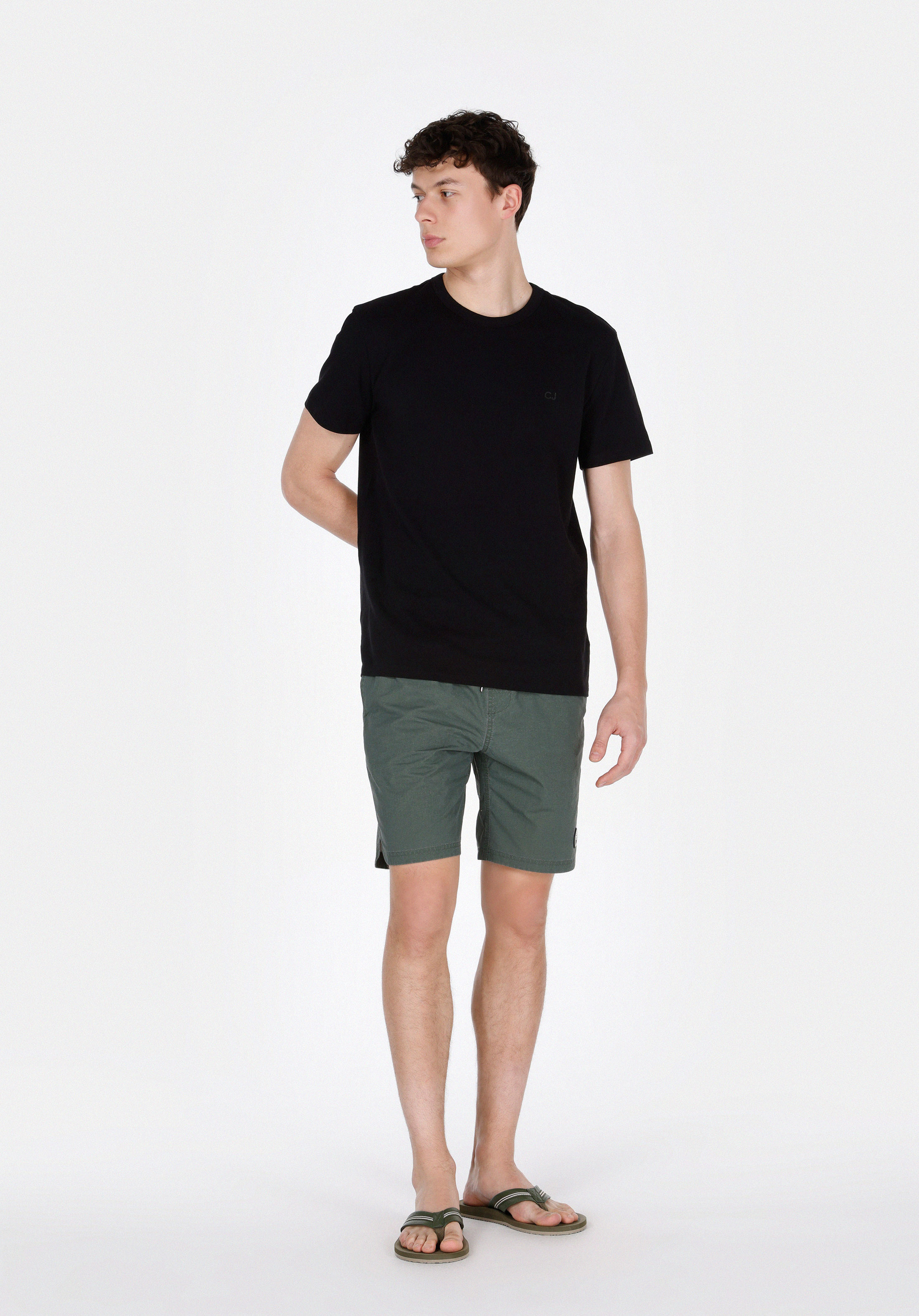 Показать информацию о Slim fit прямые мужские зеленые плавательные шорты