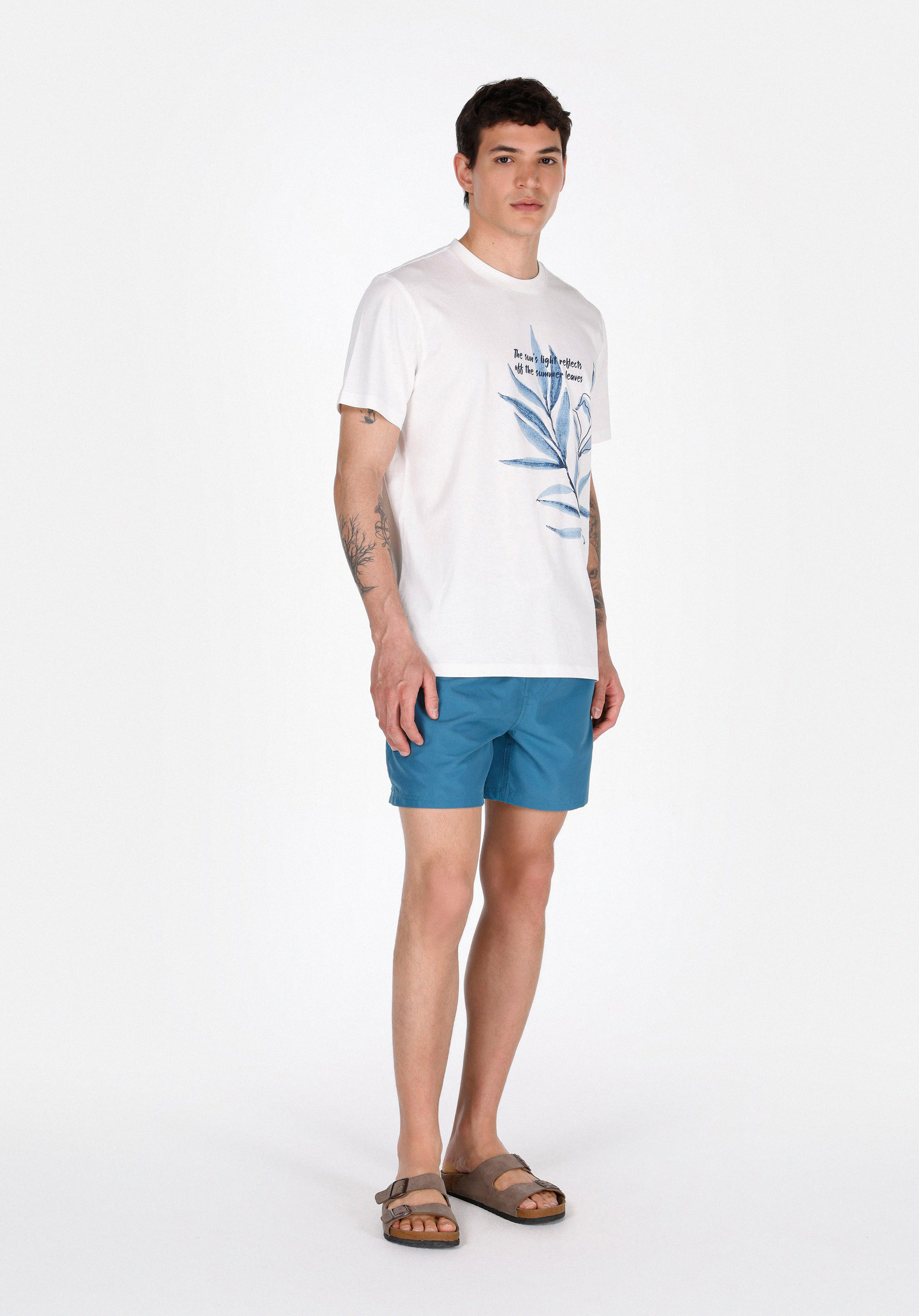 Показать информацию о Slim fit прямые мужские синие плавательные шорты