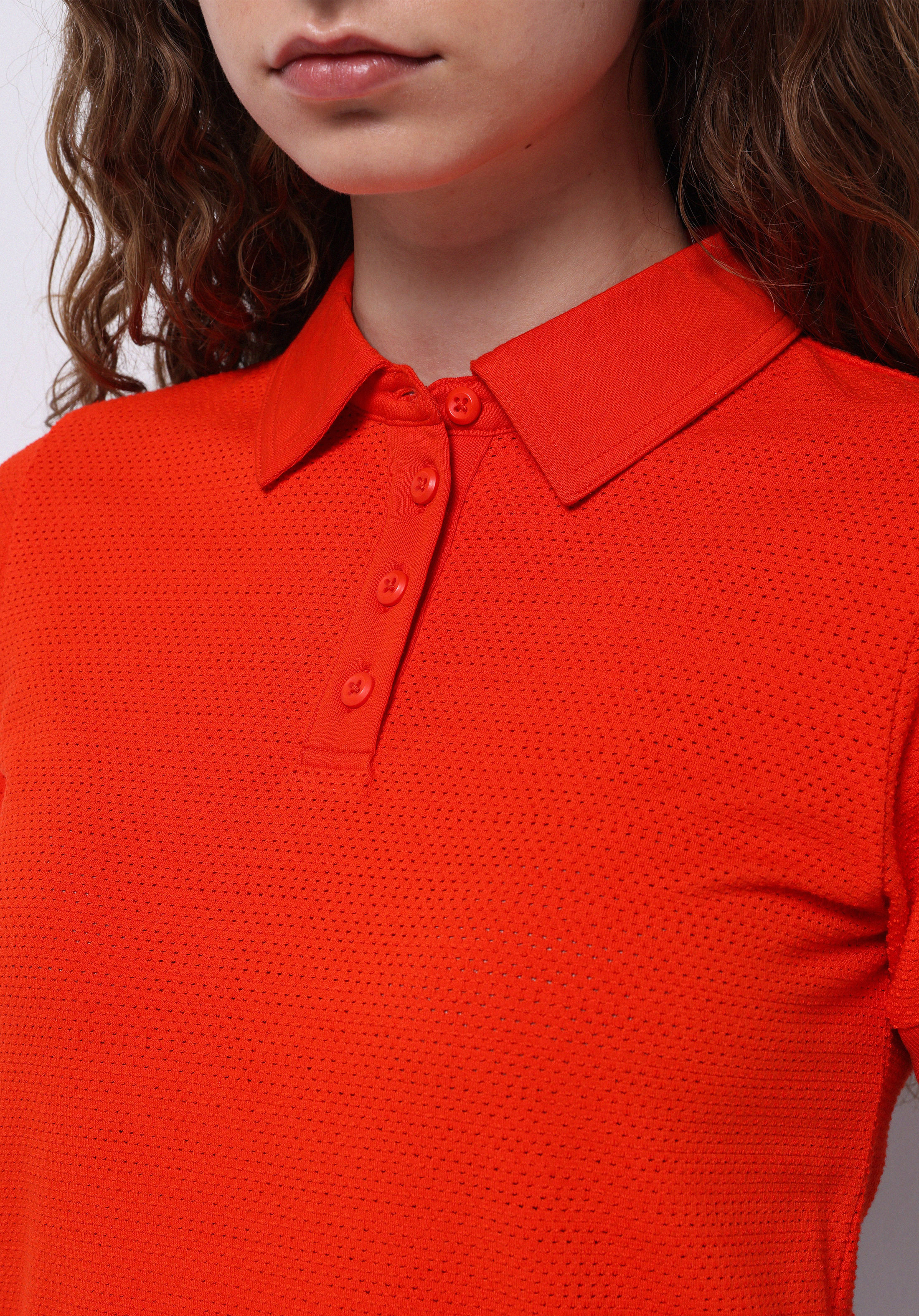 Показать информацию о Slim fit polo neck прямая женская красная футболка с коротким рукавом