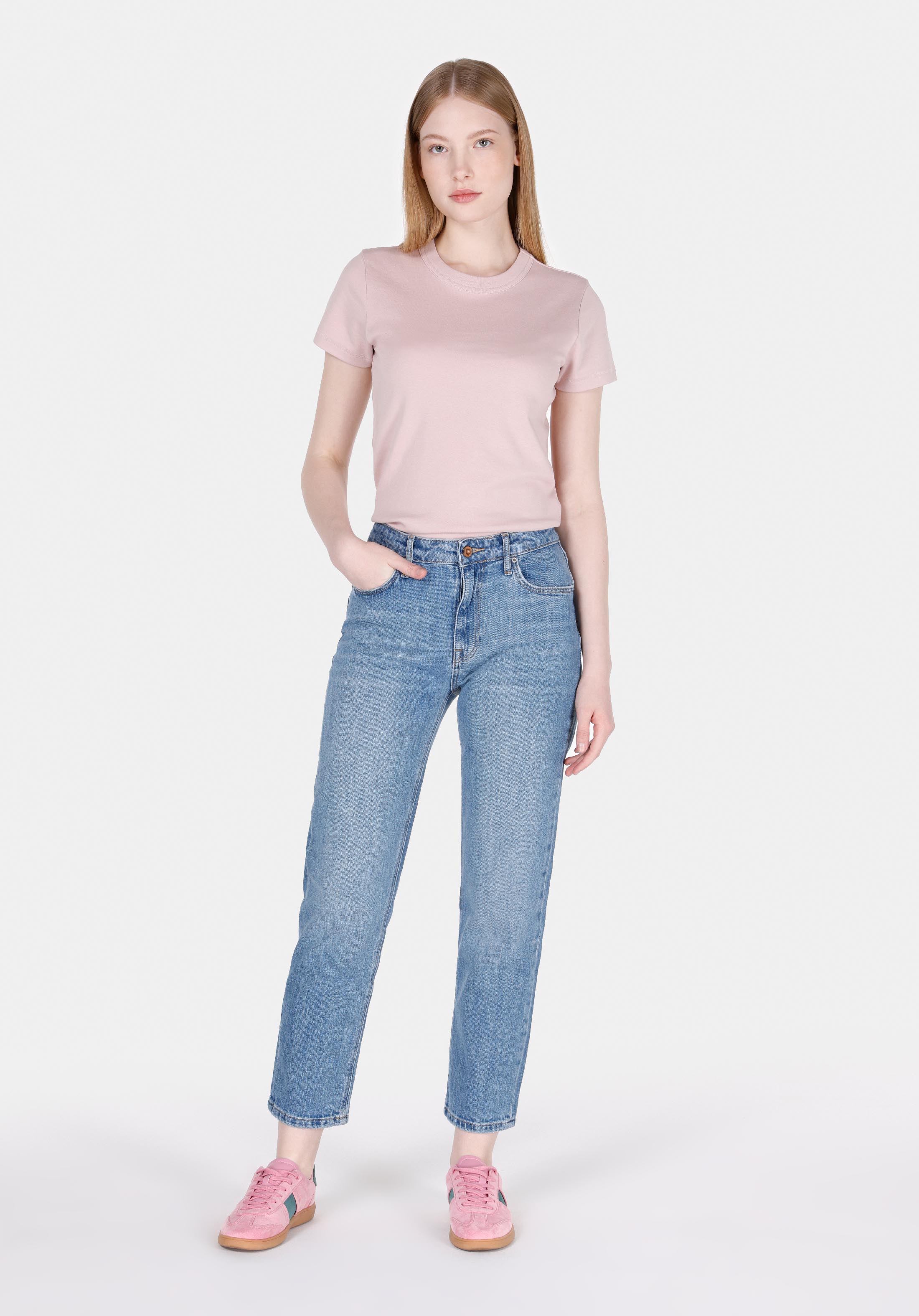 Показать информацию о Slim fit средняя талия узкие женские джинсы цвета индиго