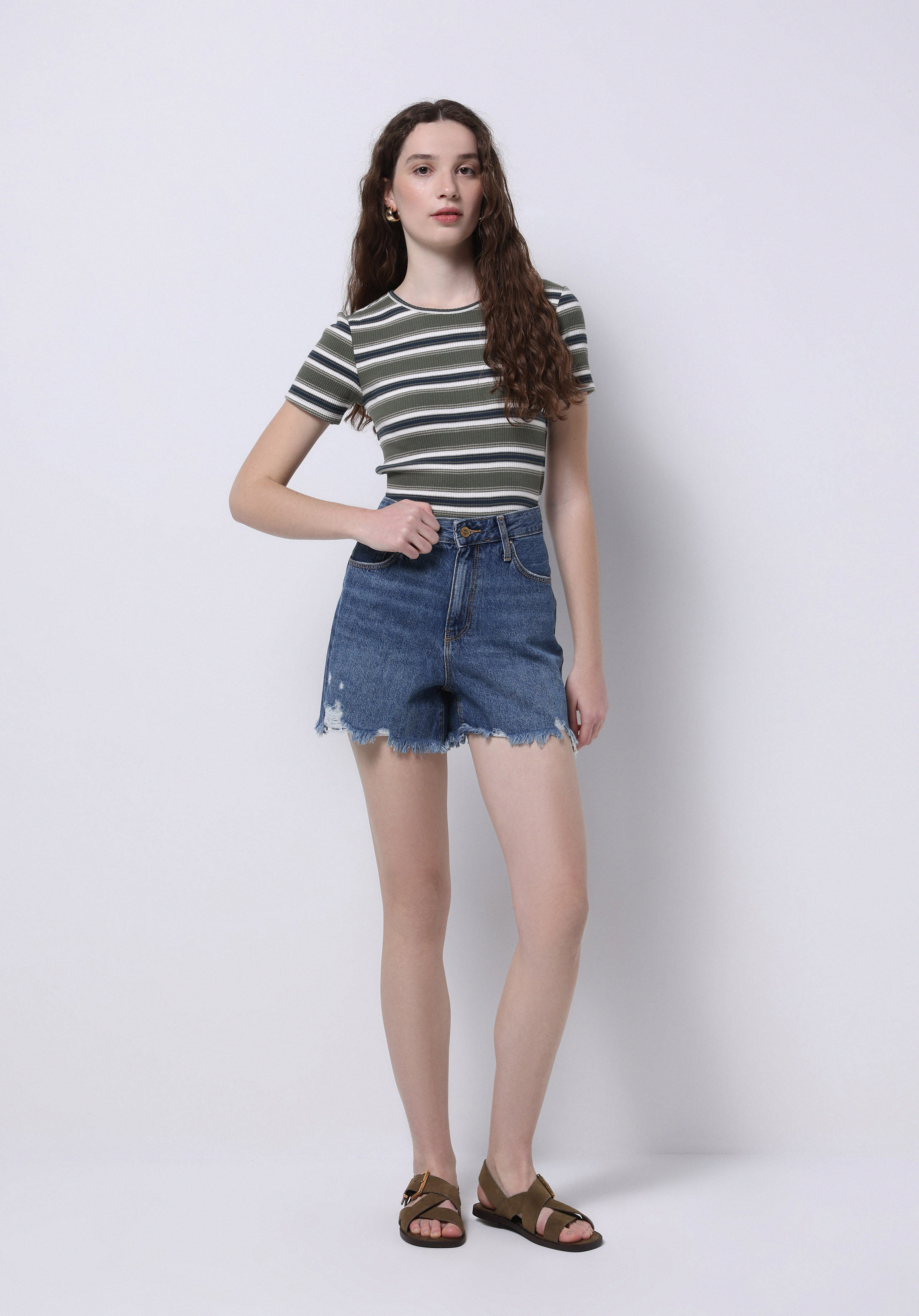 Показать информацию о Mom fit высокие талии прямые женские джинсовые шорты
