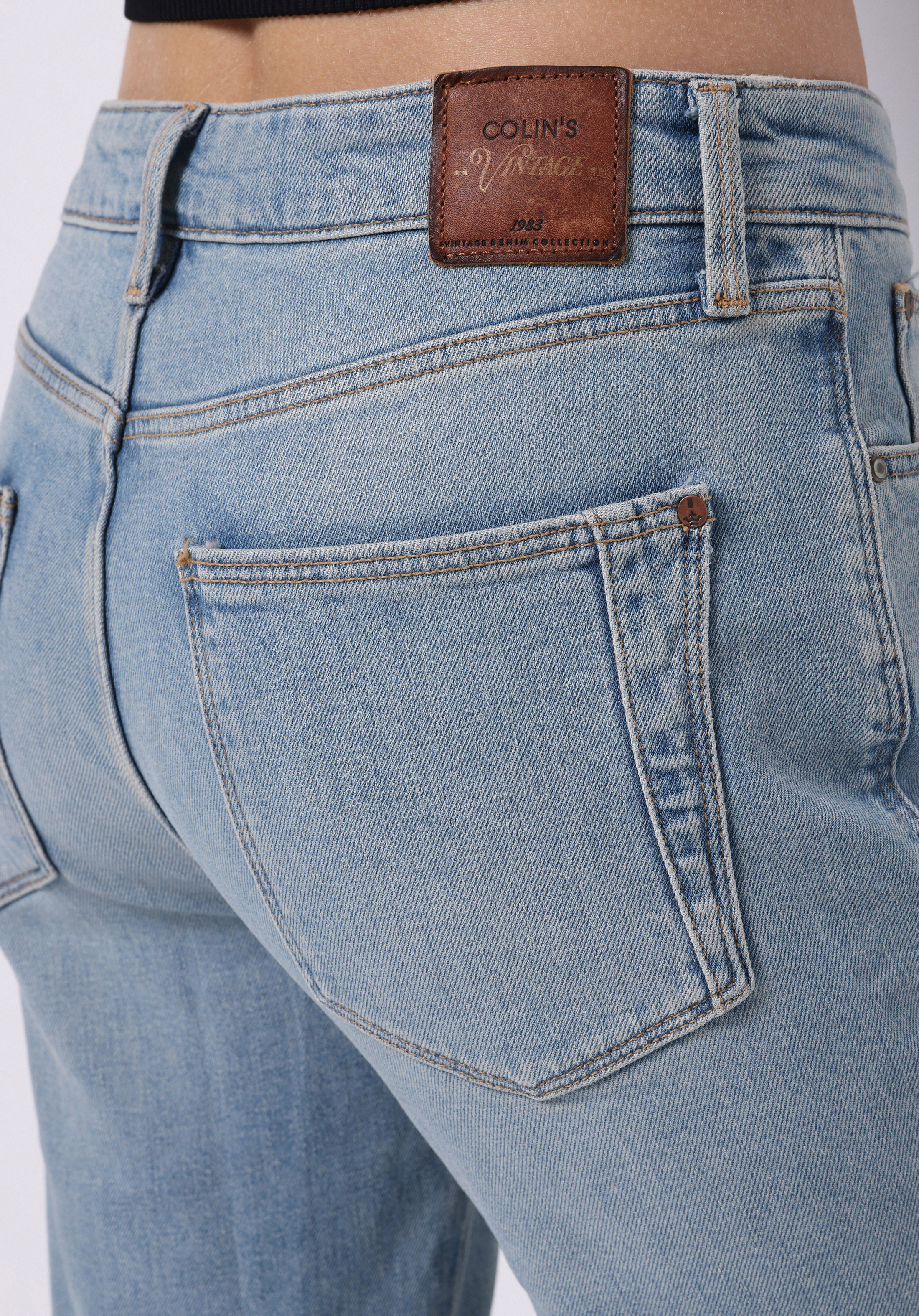 Показать информацию о Slim fit средняя талия сигарета штанины женские джинсы индиго