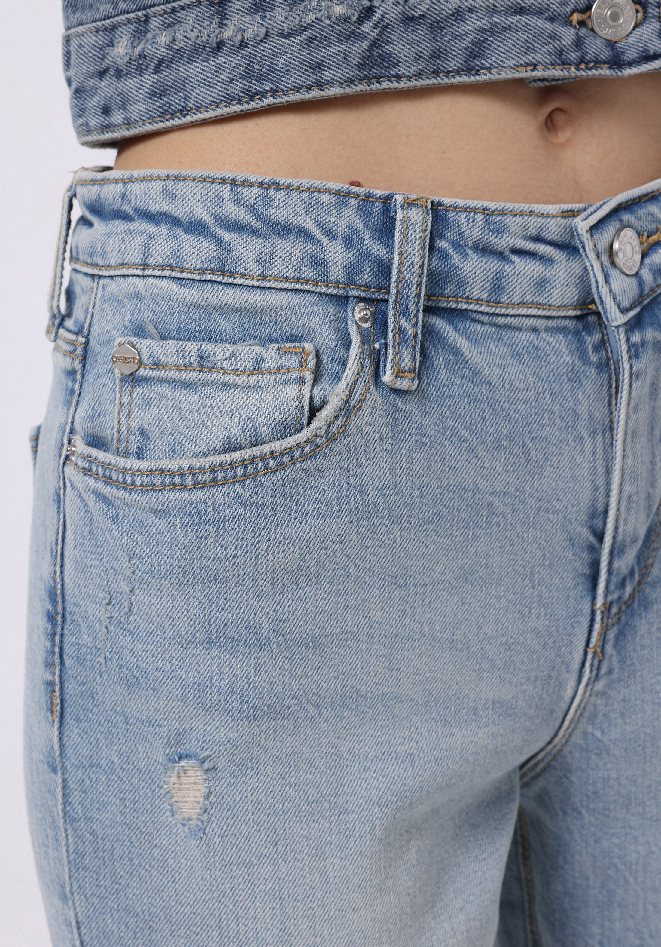 Показать информацию о Женские джинсы индиго mom fit высокая посадка зауженные