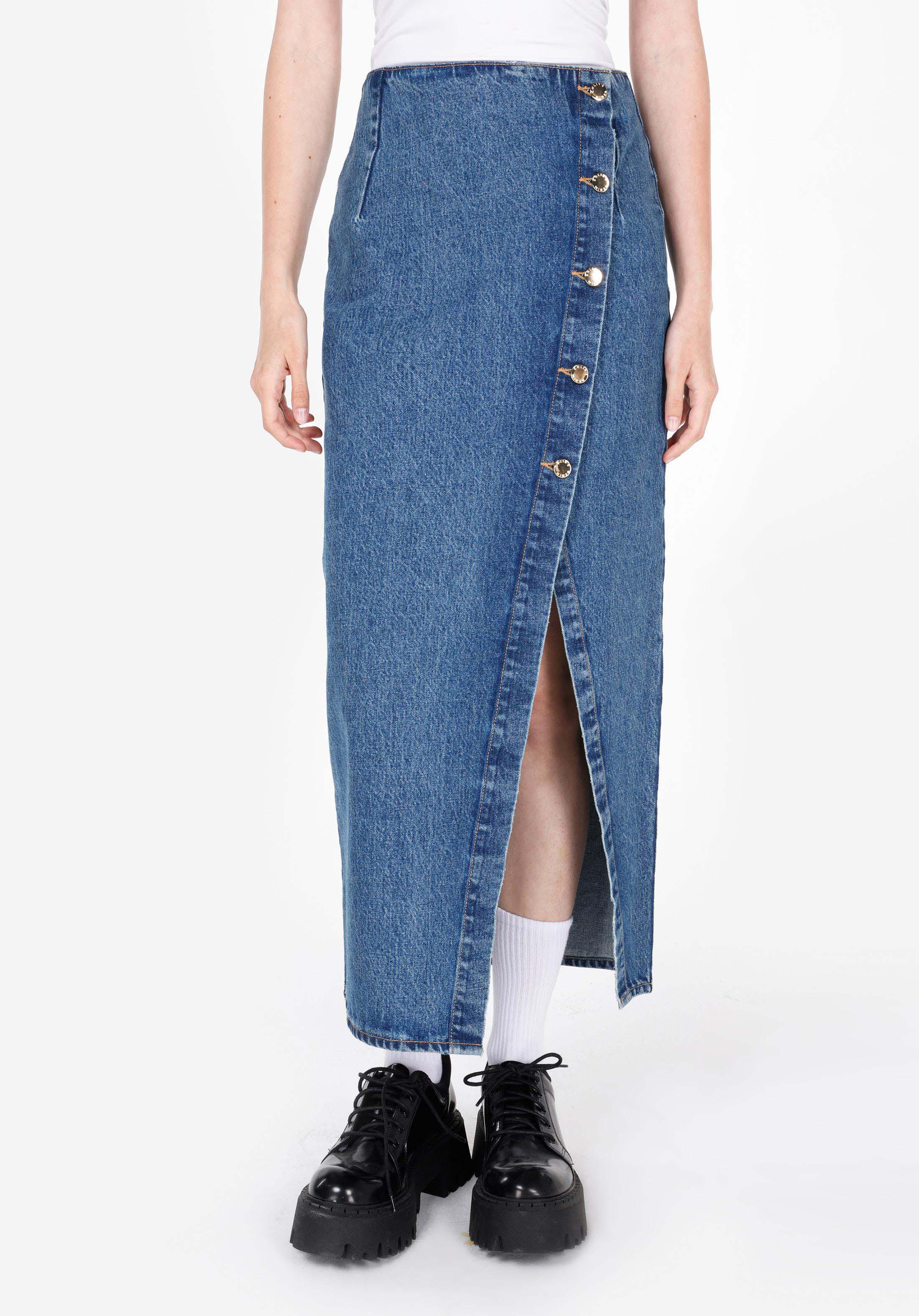 Показать информацию о Женская синяя облегающая юбка