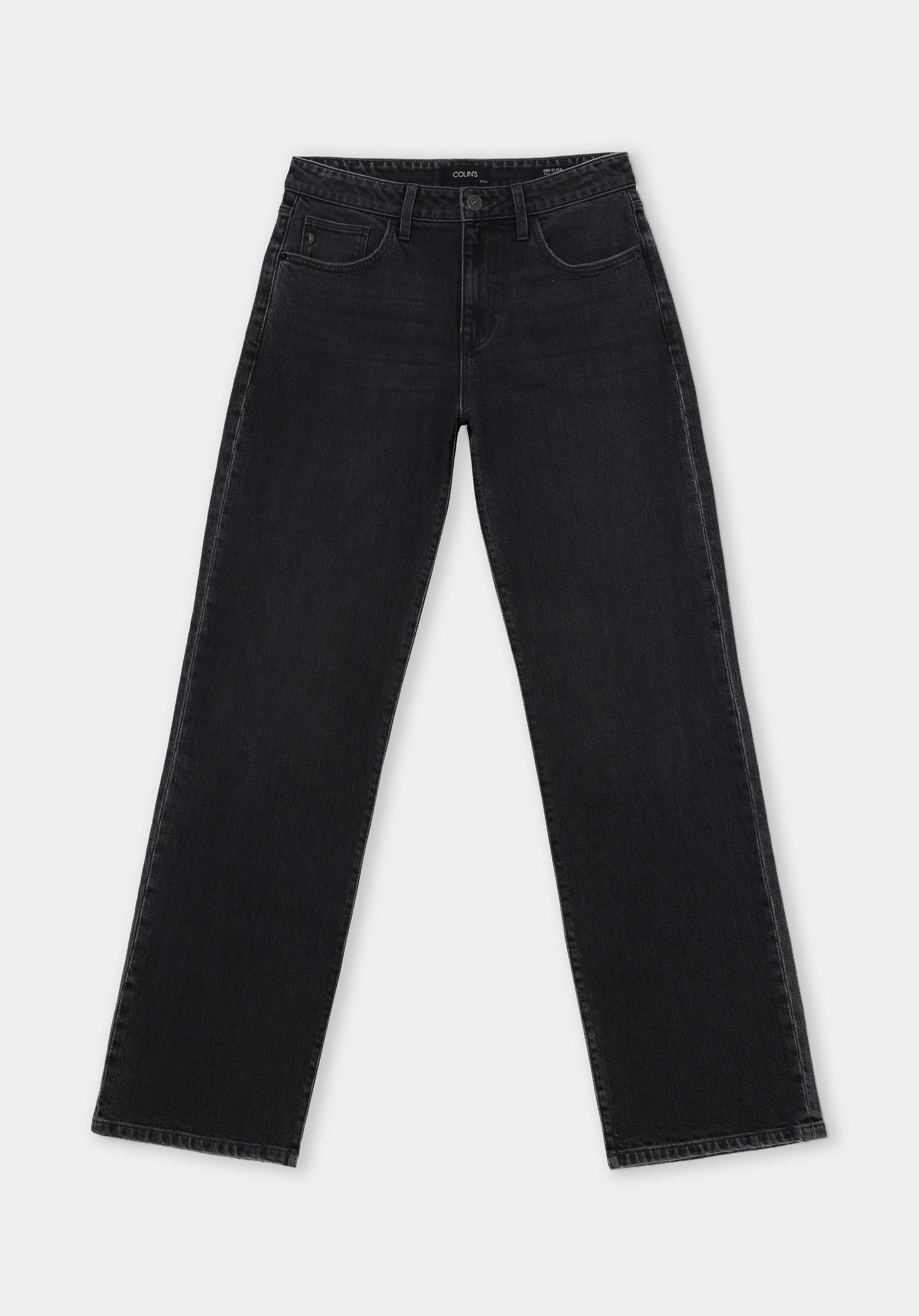 Показать информацию о Женские черные джинсы прямого кроя Straight Fit  со средней посадкой