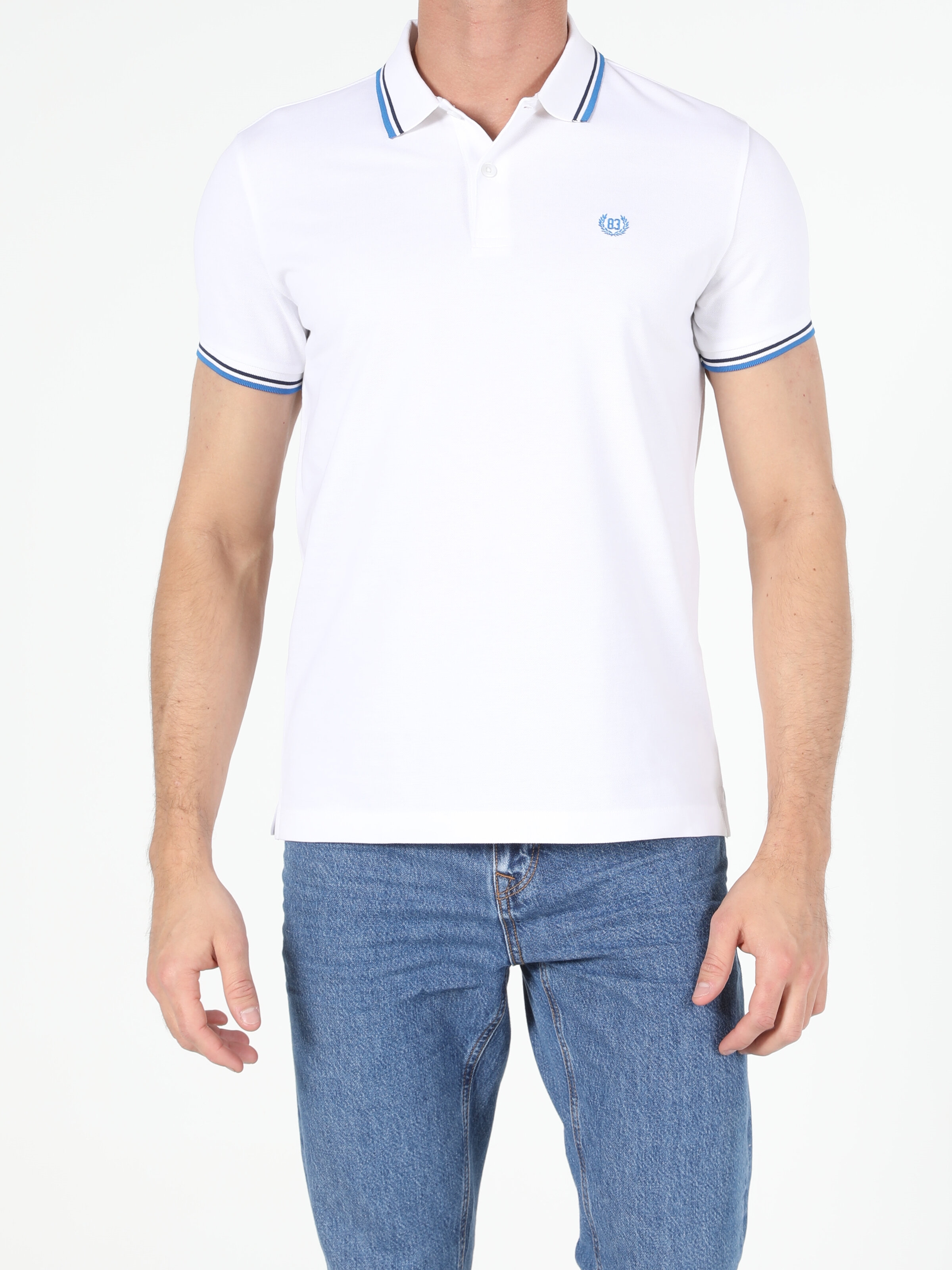 short sleeve white polo shirt