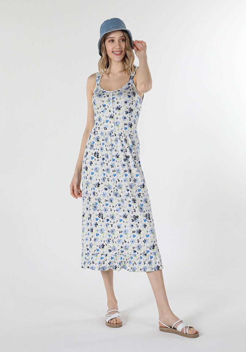 Изображение Женское платье без рукавов с цветочным принтом