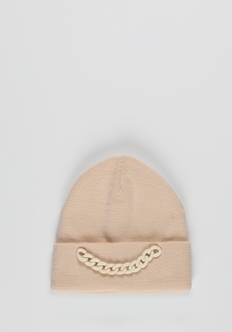 Изображение Женская бежевая шапка-бини
