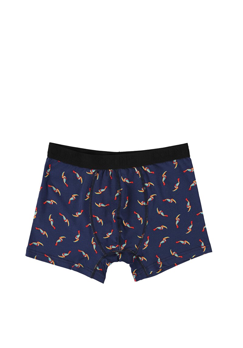 Изображение Мужские тёмно-синие боксеры modern fit с принтом