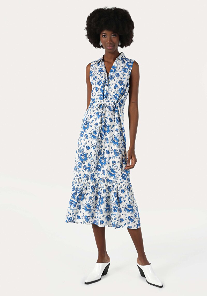 Показать информацию о Женское синее платье приталенного кроя