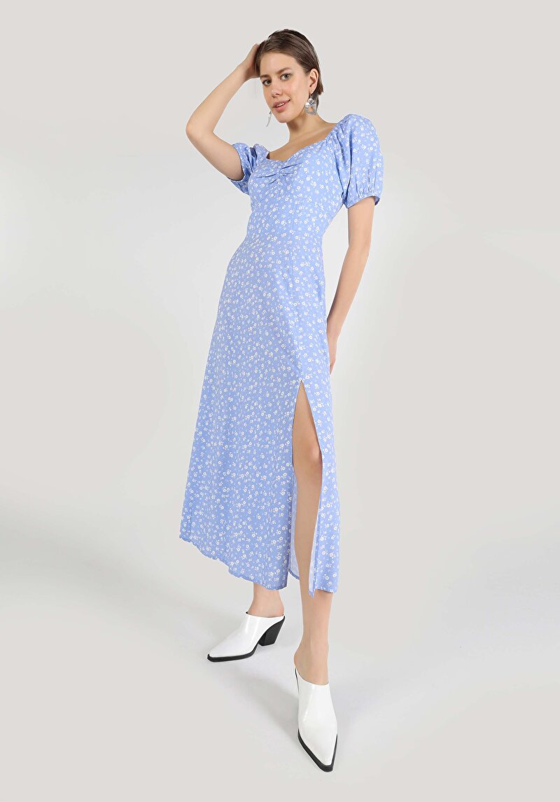 Показать информацию о Женское синее платье стандартного кроя