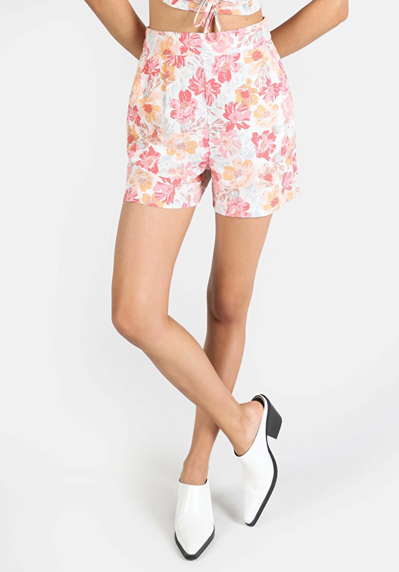 Показать информацию о Женские разноцветные шорты стандартного кроя с завышенной талией