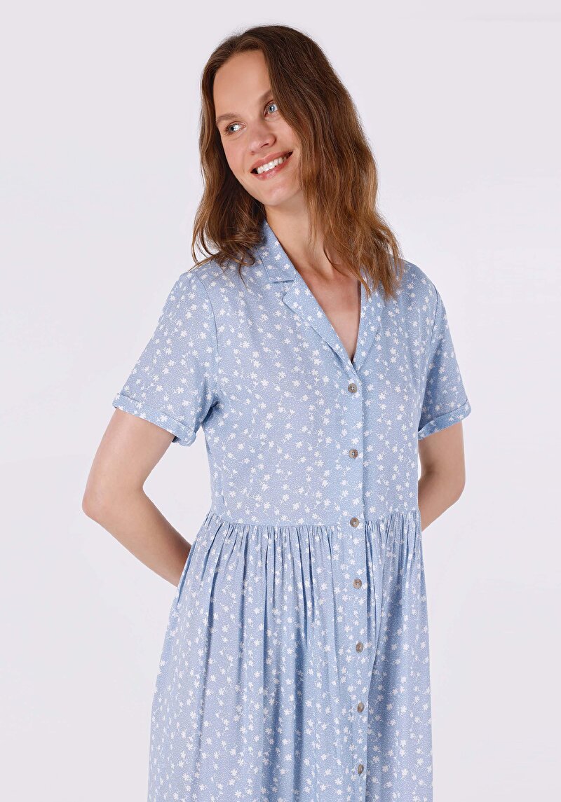 Показать информацию о Женское синее платье стандартного кроя