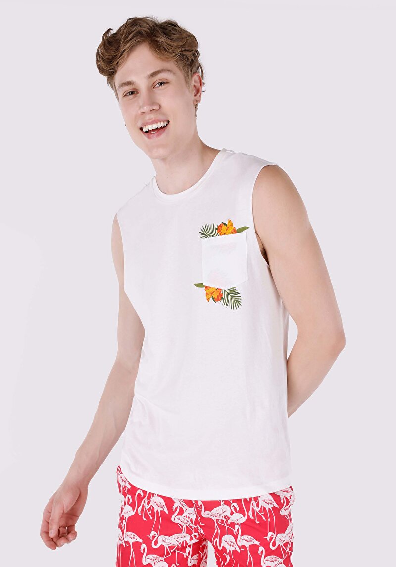 Изображение Мужская белая майка стандартного кроя