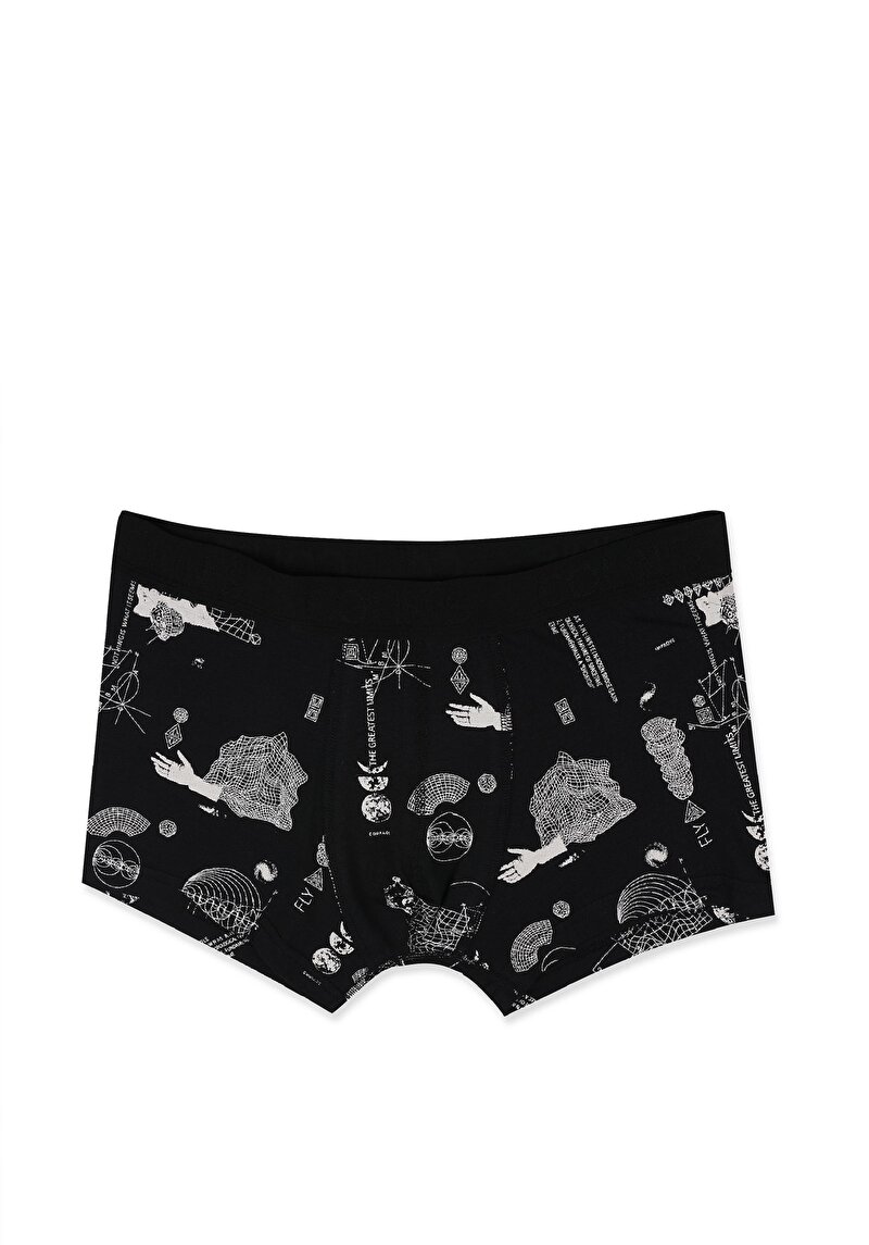 Изображение Мужские черные боксеры modern fit с принтом