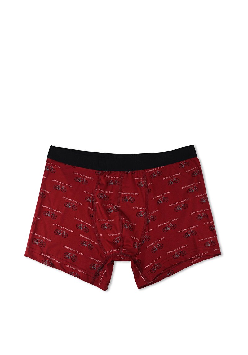 Изображение Мужские боксёры бордового цвета с принтом modern fit