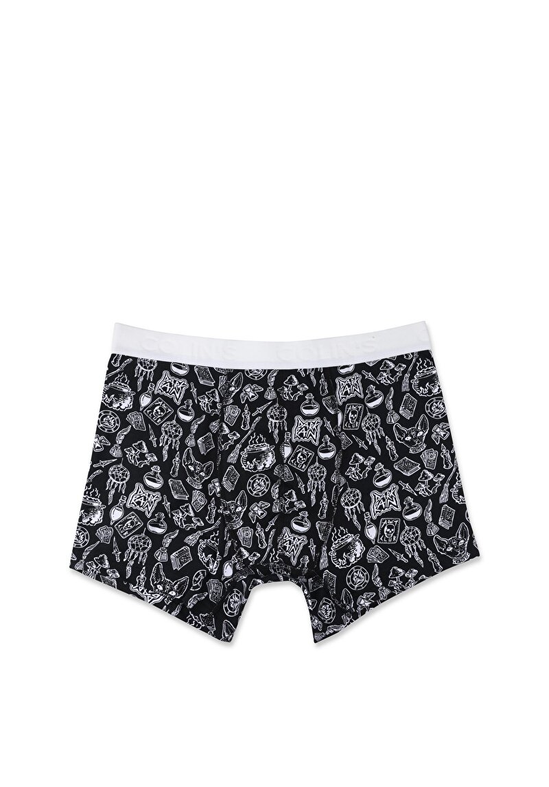 Изображение Мужские черные боксеры modern fit с принтом