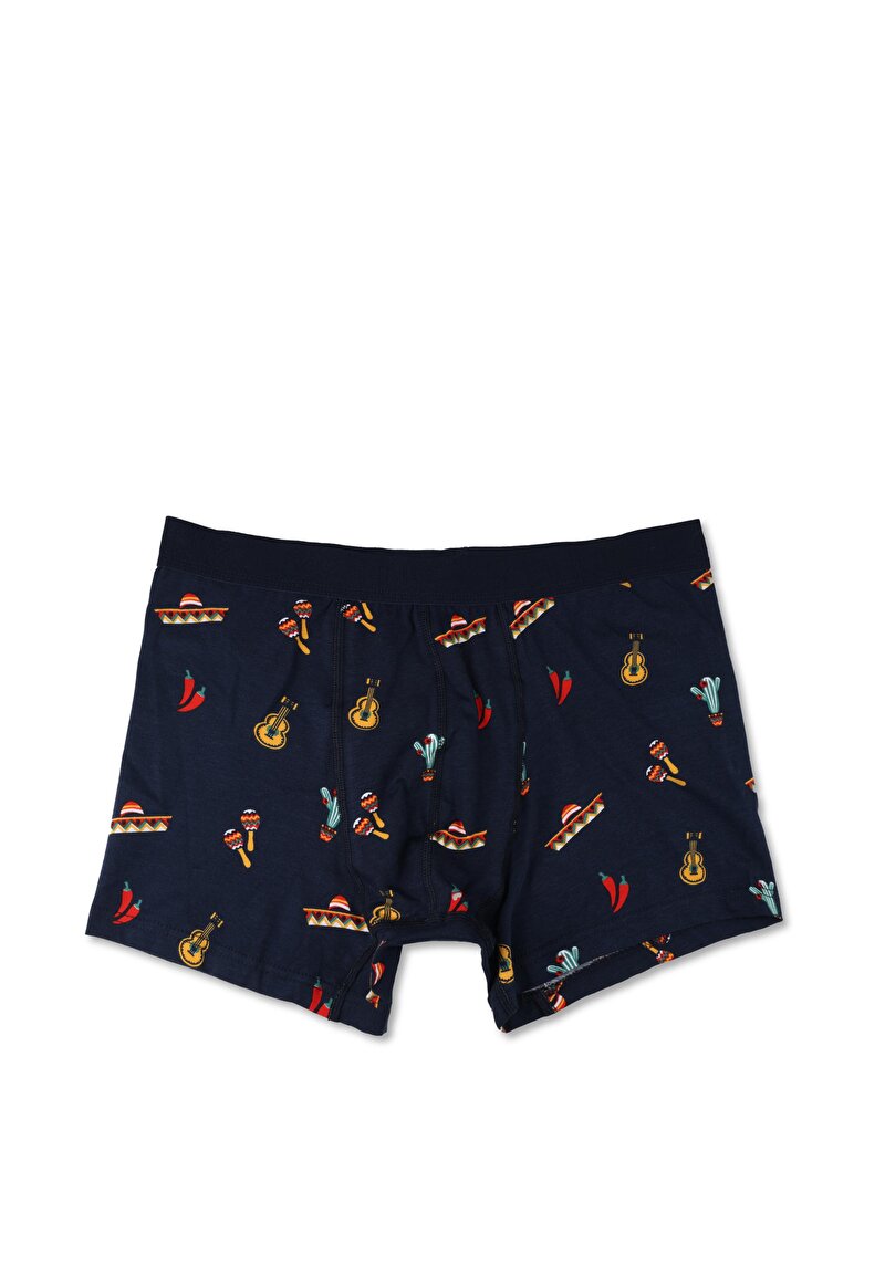 Изображение Мужские тёмно-синие боксеры modern fit с принтом