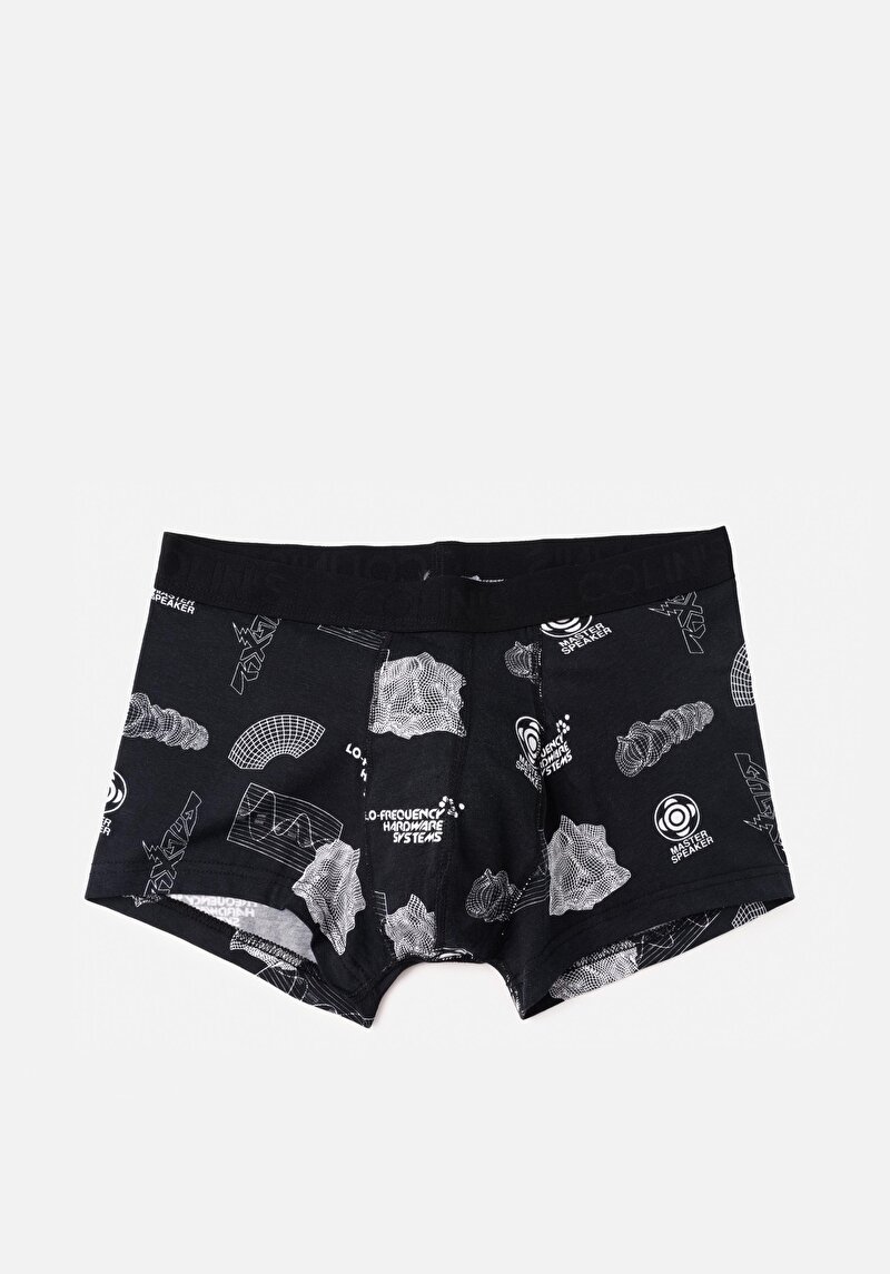Изображение Мужские черные боксеры modern fit с принтом