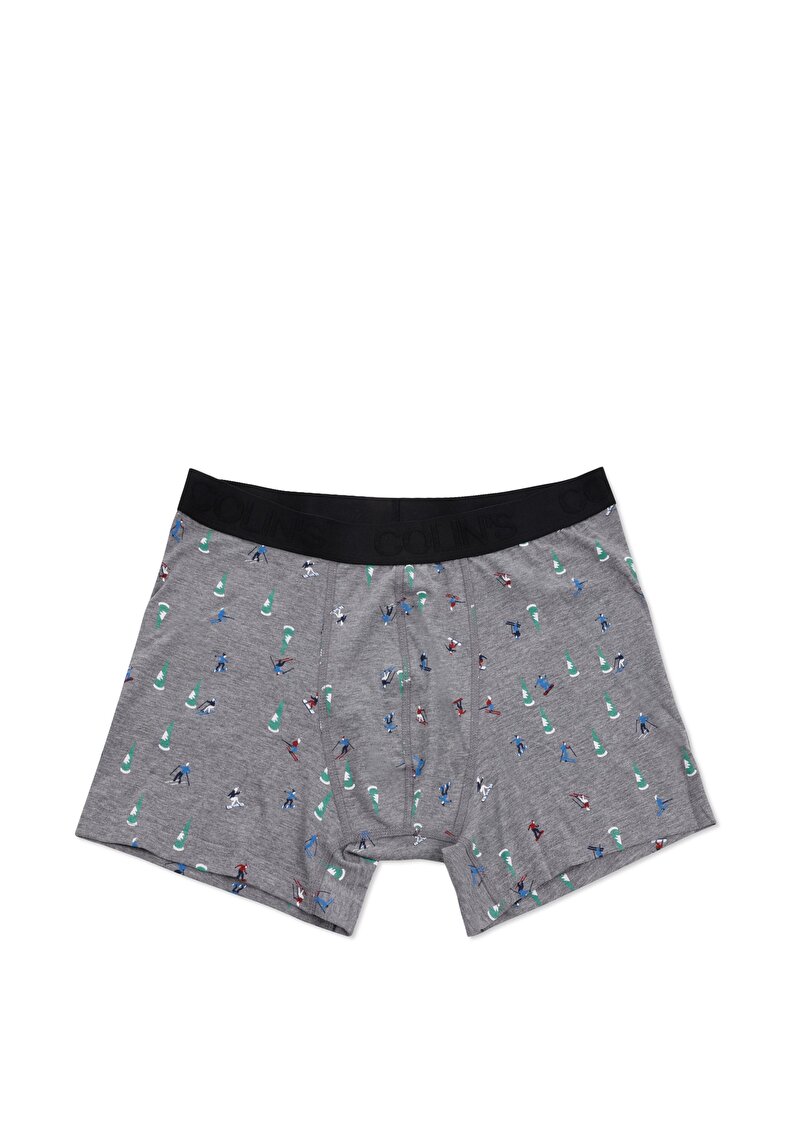 Изображение Мужские серые боксеры современного кроя с принтом