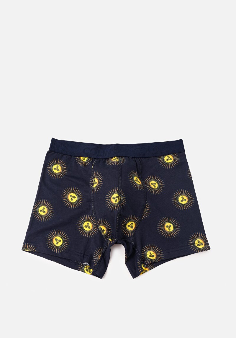 Изображение Мужские тёмно-синие боксеры modern fit с принтом