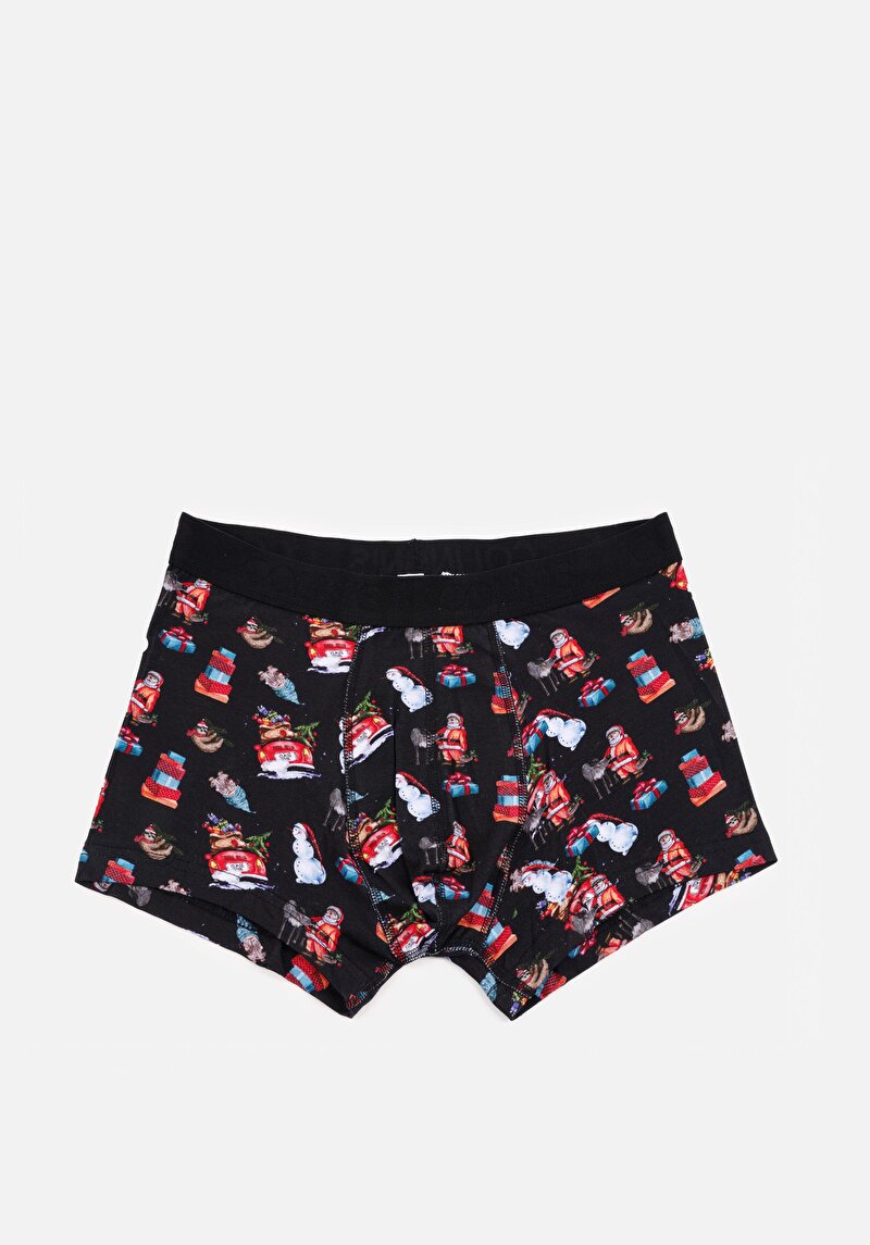 Изображение Мужские черные боксеры modern fit с принтом