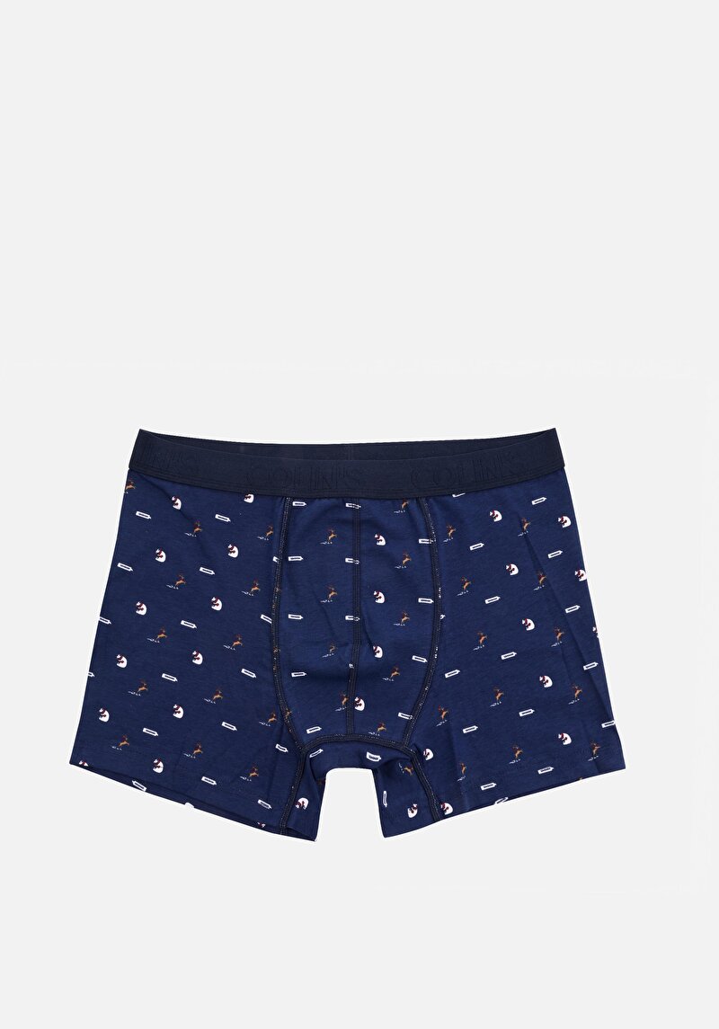 Изображение Мужские тёмно-синие боксеры modern fit с принтом
