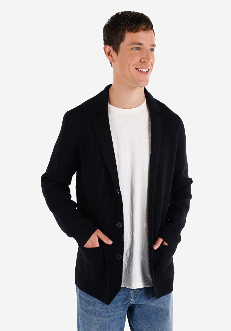 Изображение Мужской черный кардиган slim fit