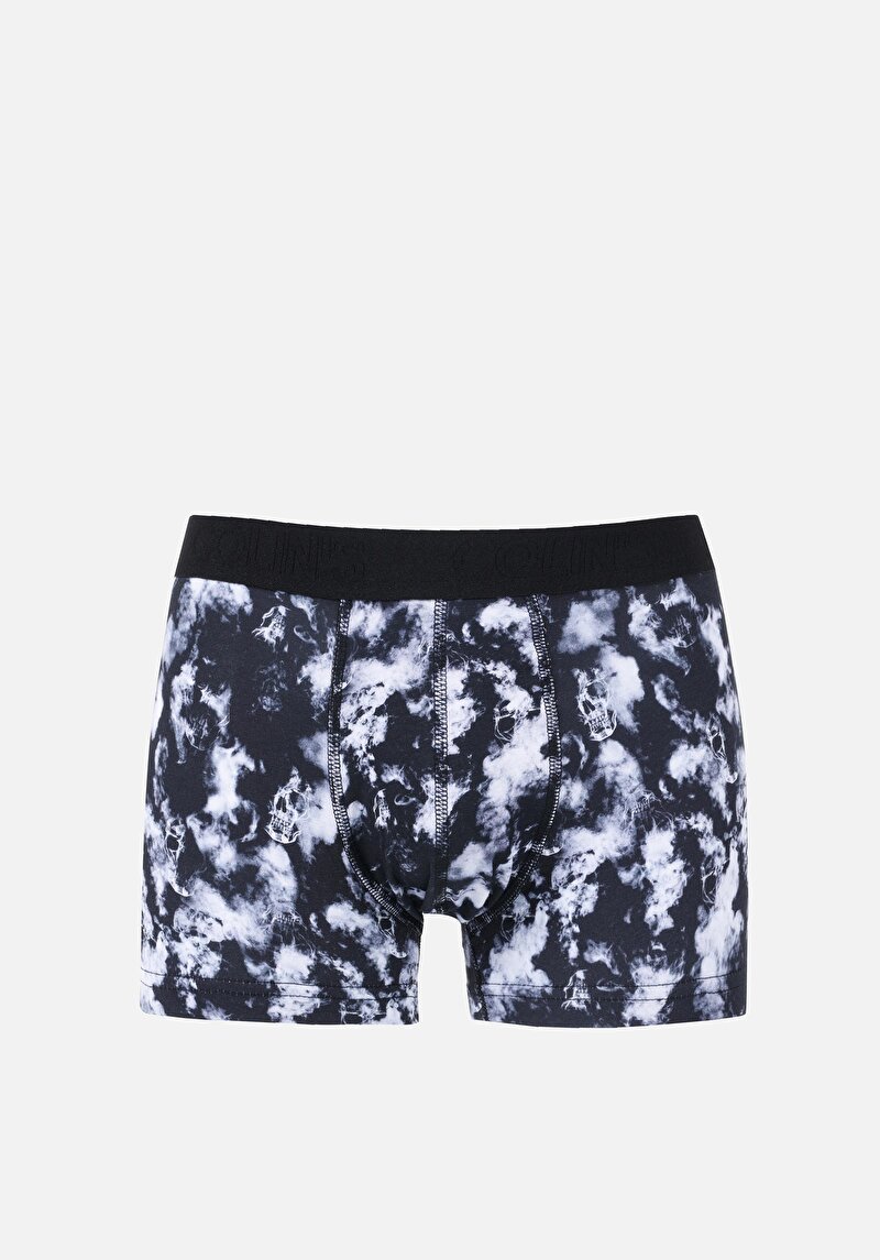 Изображение Мужские черные боксеры modern fit с принтом