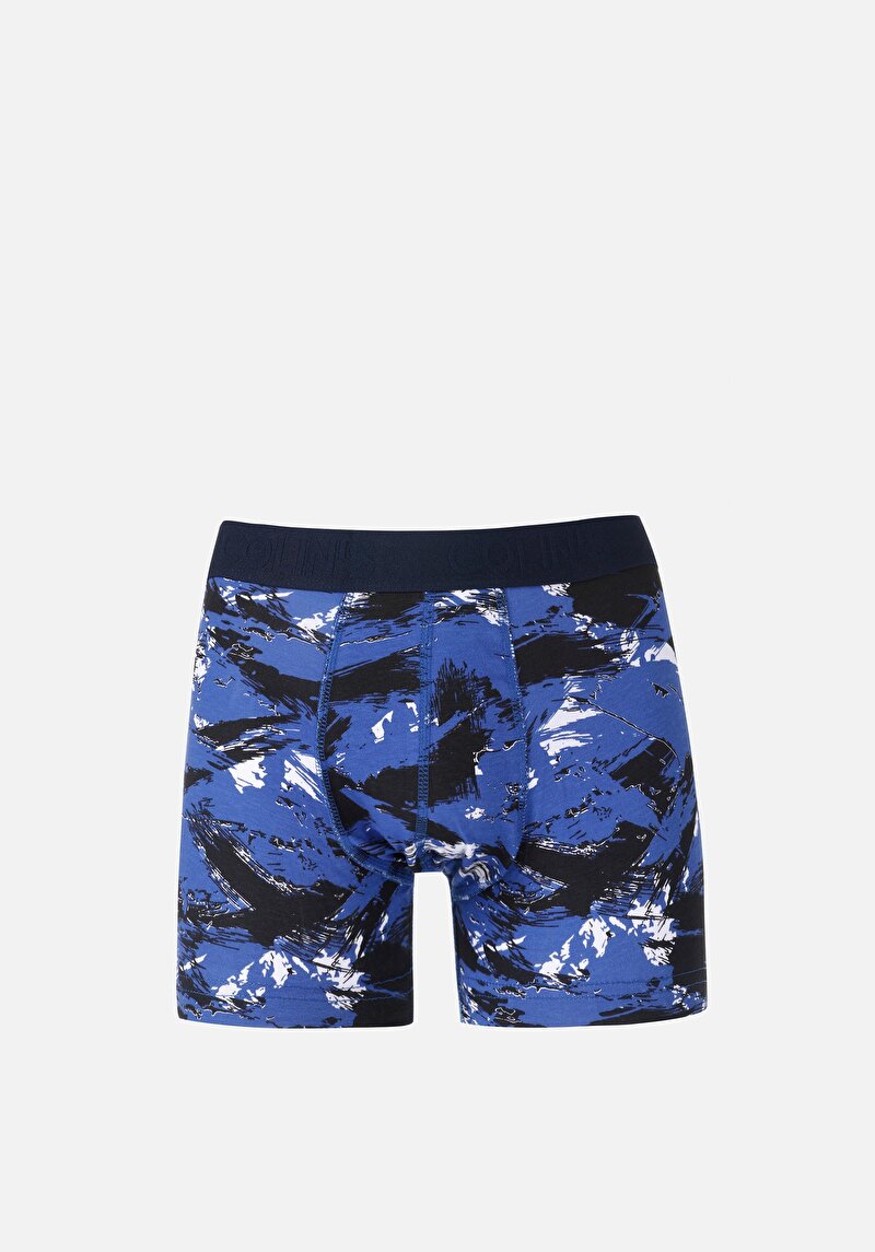 Изображение Мужские тёмно-синие боксеры modern fit с принтом