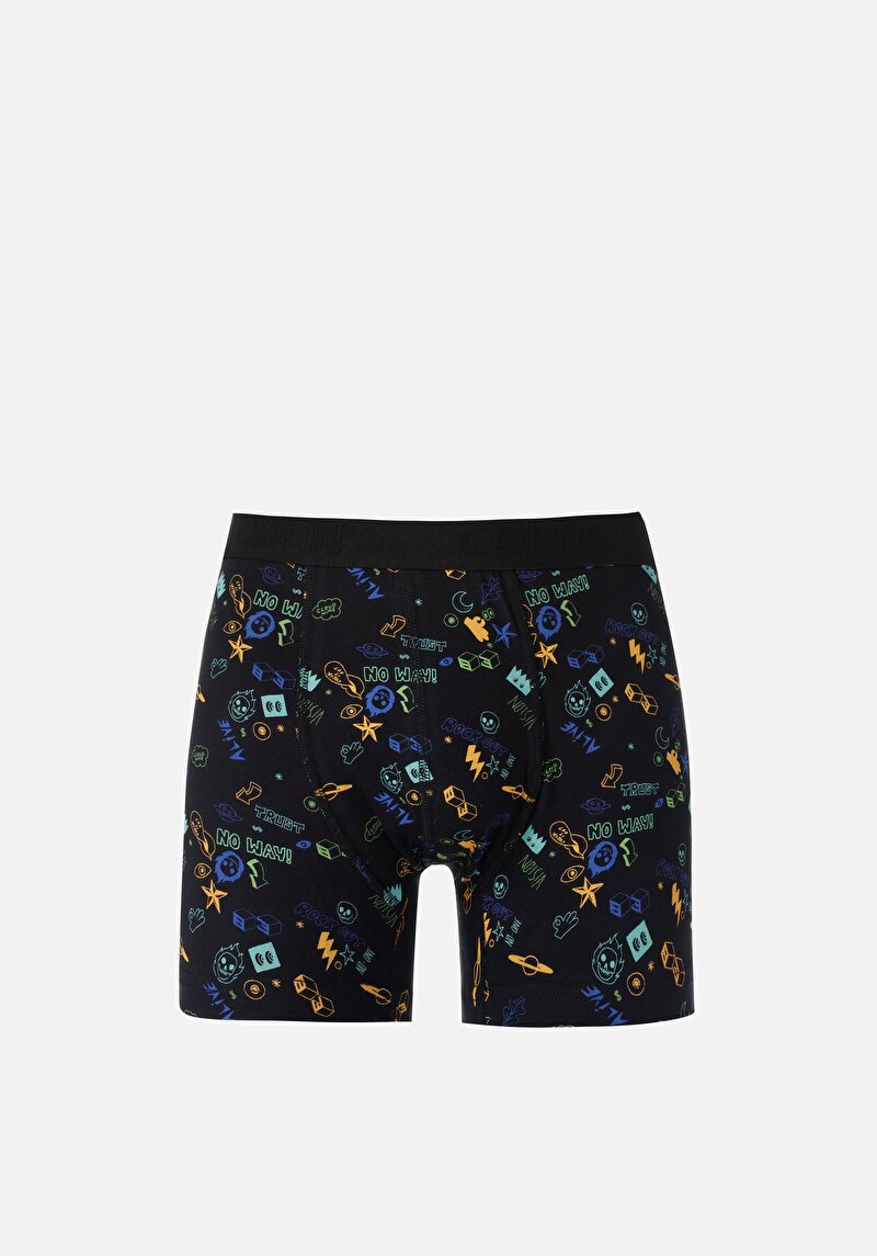 Изображение Мужские черные боксеры modern fit с принтом