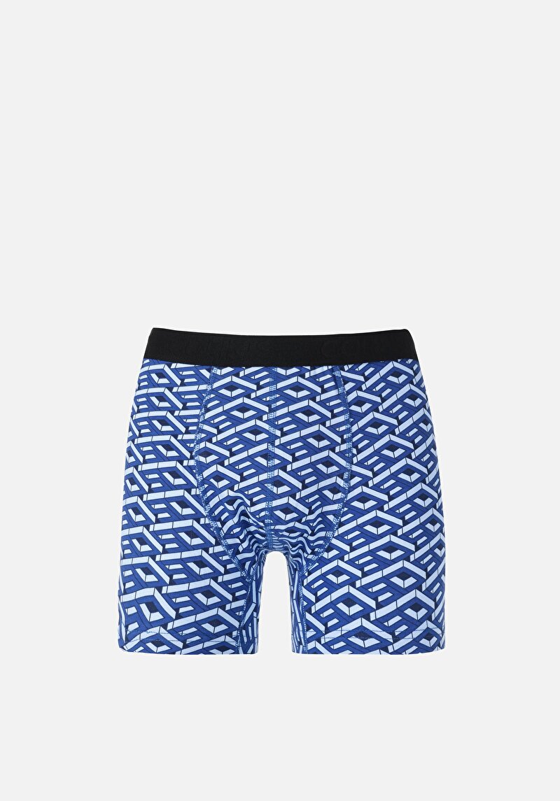 Изображение Мужские тёмно-синие боксеры modern fit с принтом