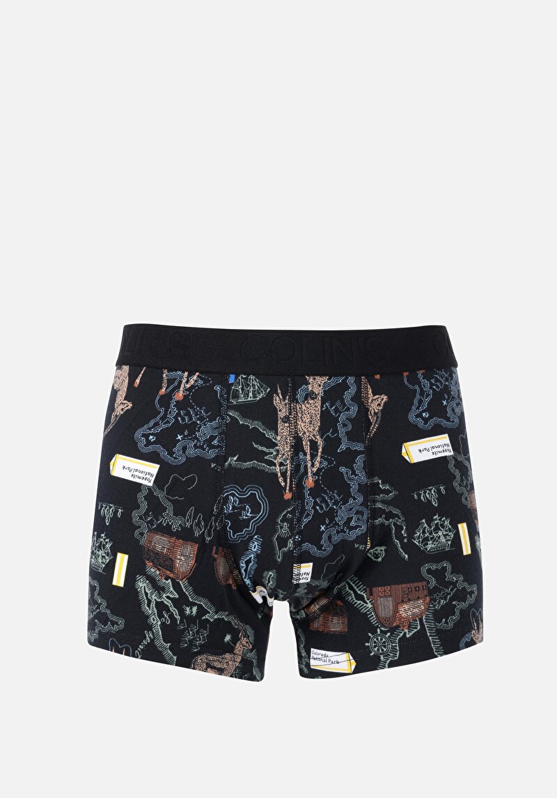 Изображение Мужские черные боксеры modern fit с принтом