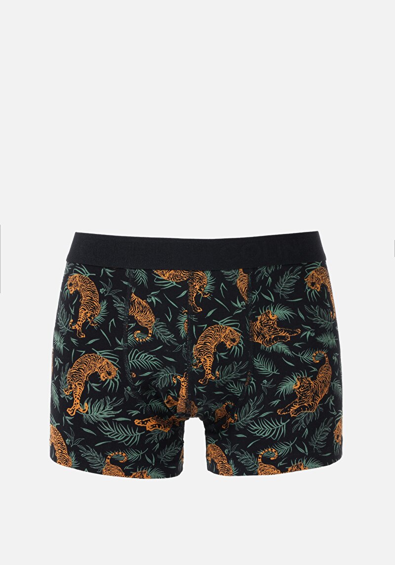 Изображение Мужские черные боксеры modern fit с принтом