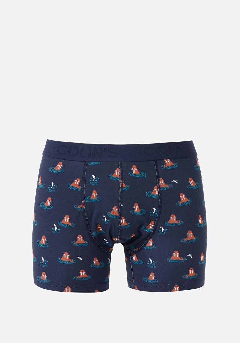 Изображение Мужские тёмно-синие боксеры modern fit с принтом