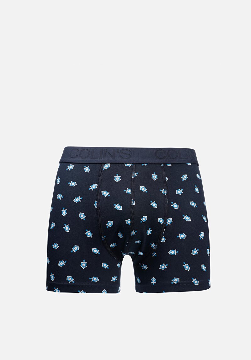 Изображение Мужские тёмно-синие боксеры modern fit с принтом